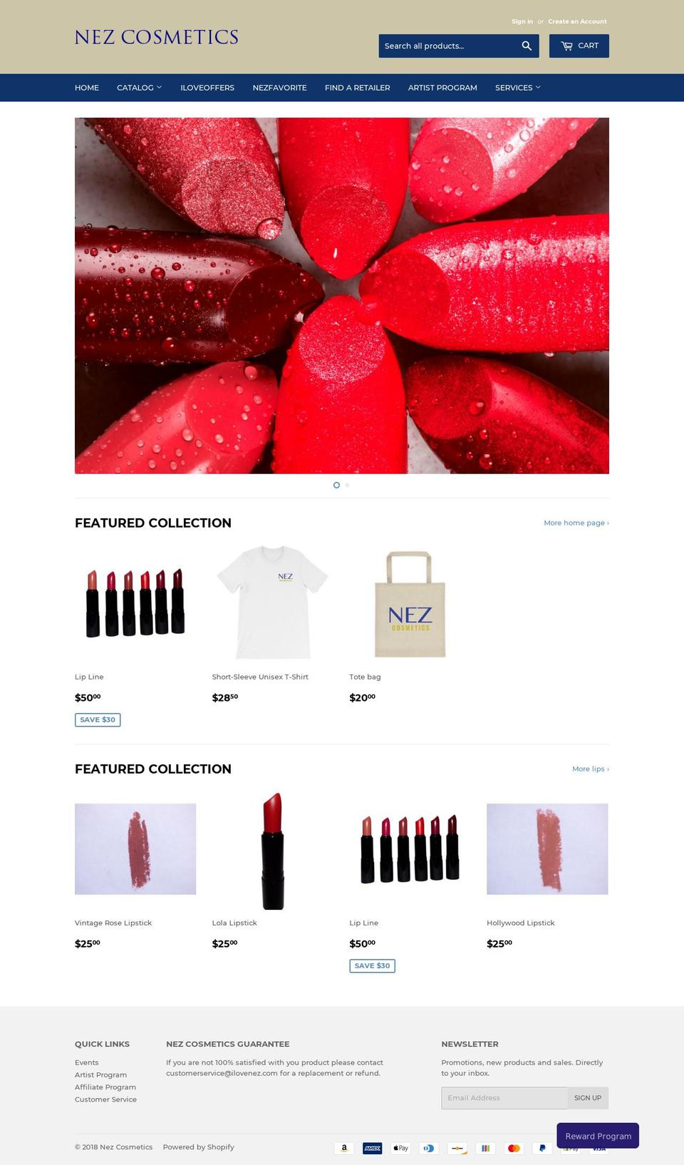 nezcosmetics.com — Shopify storefront screenshot
