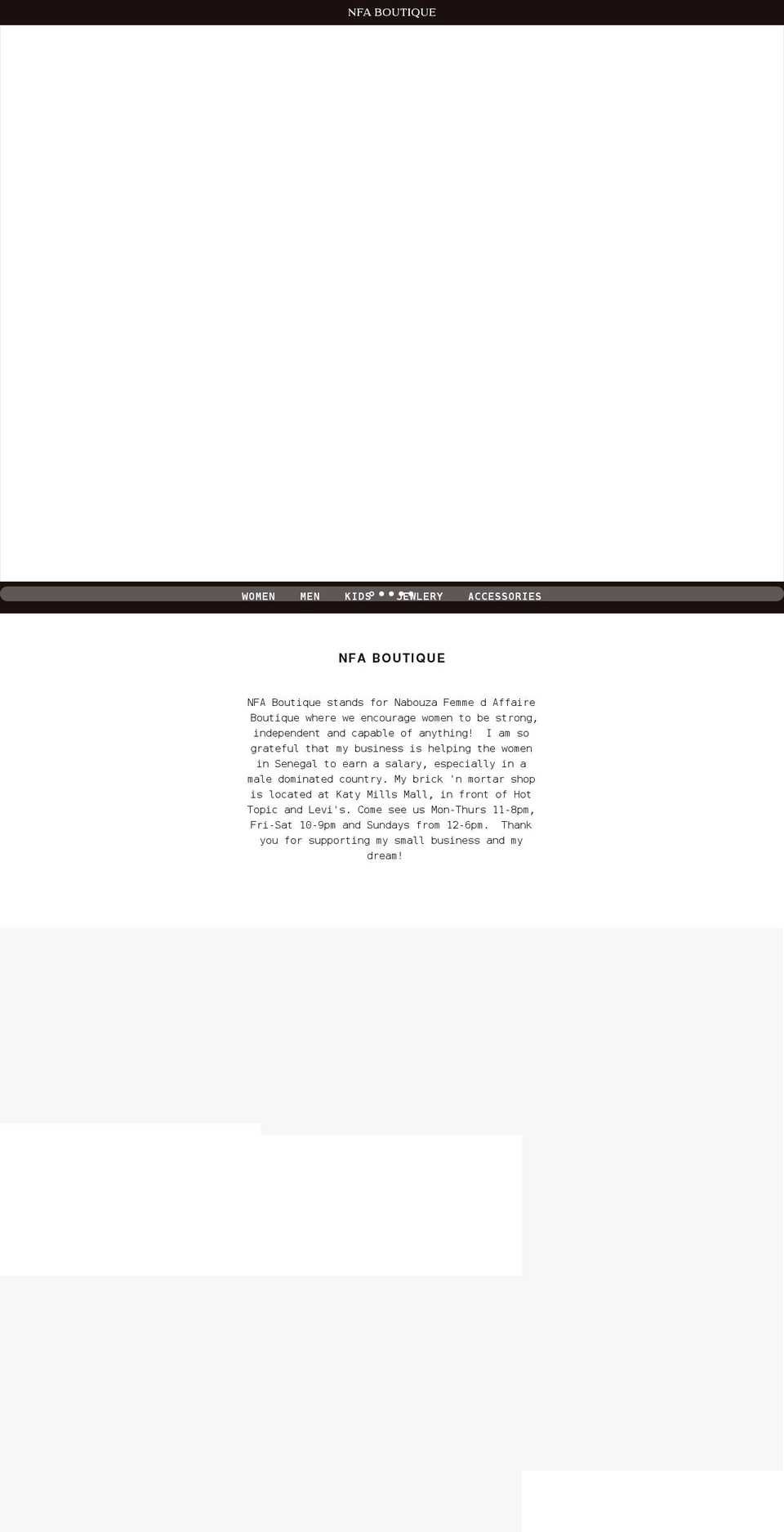 nfaboutique.com shopify website screenshot