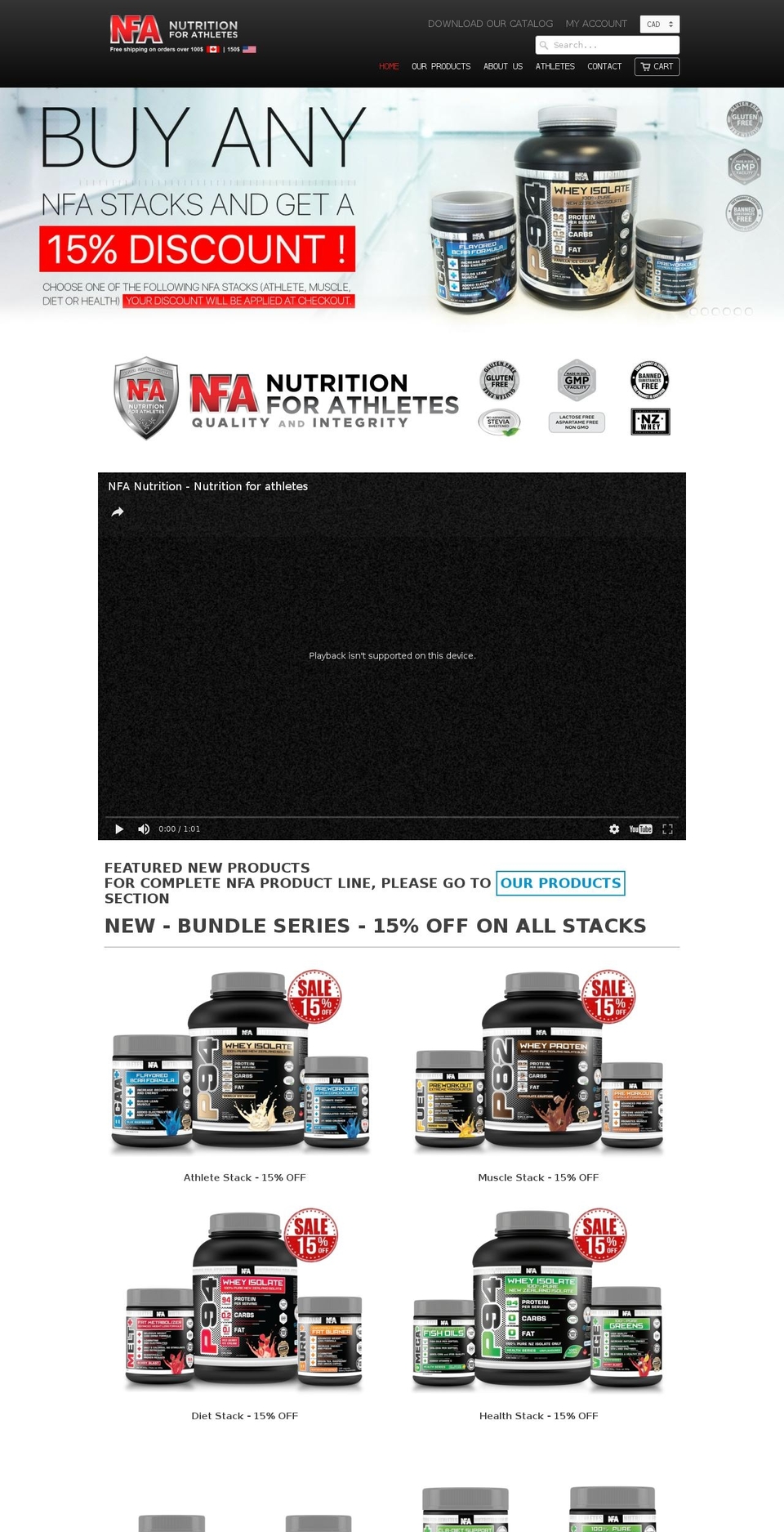nfanutrition.com shopify website screenshot