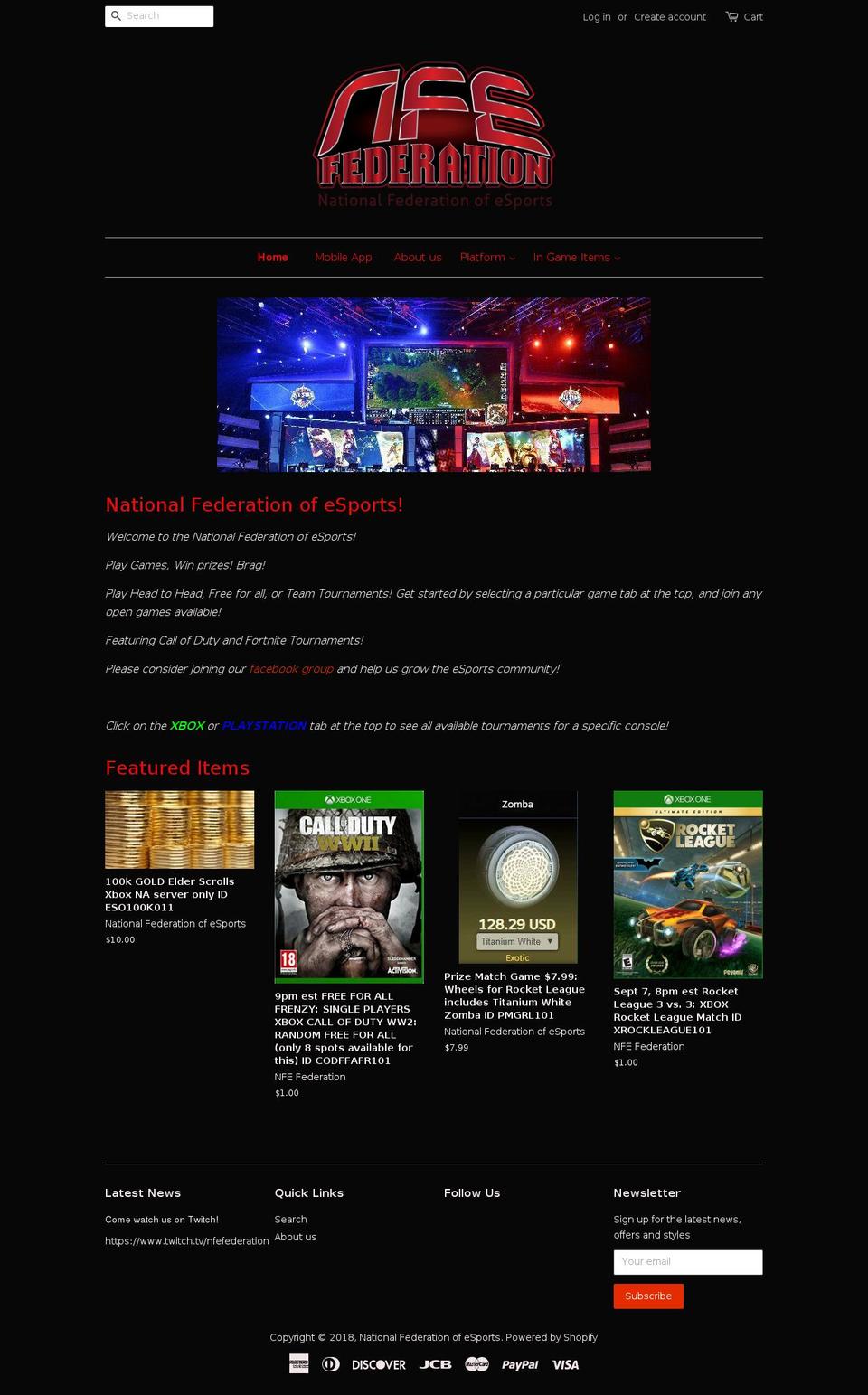 nfefederation.com shopify website screenshot