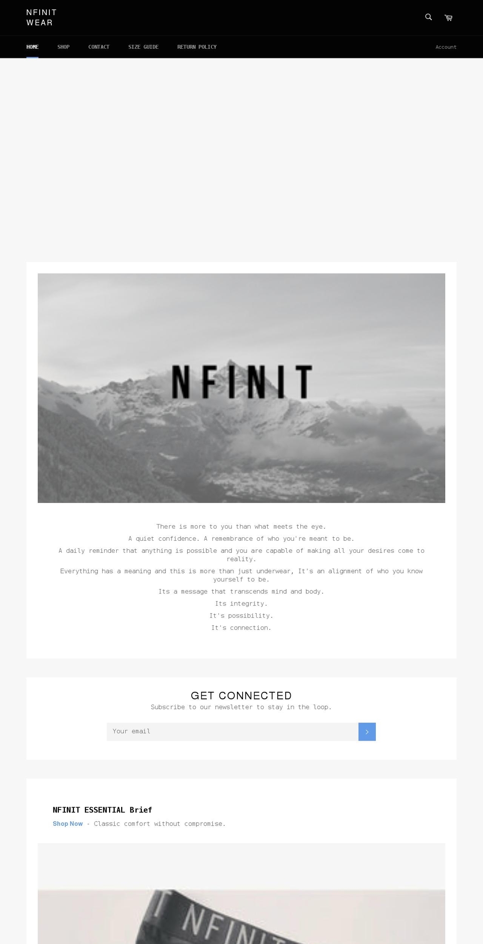 nfinitwear.com shopify website screenshot