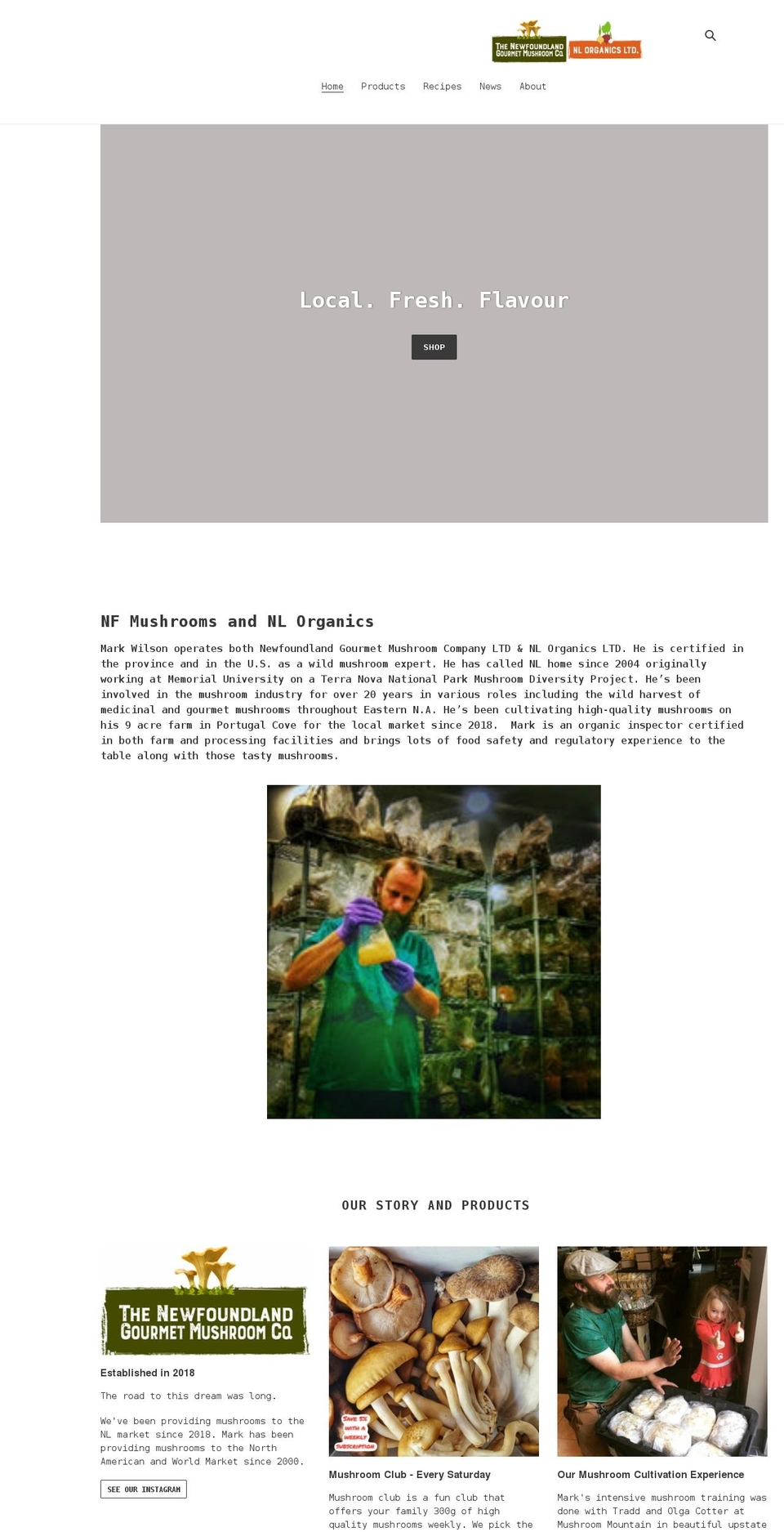 nfmushrooms.com shopify website screenshot