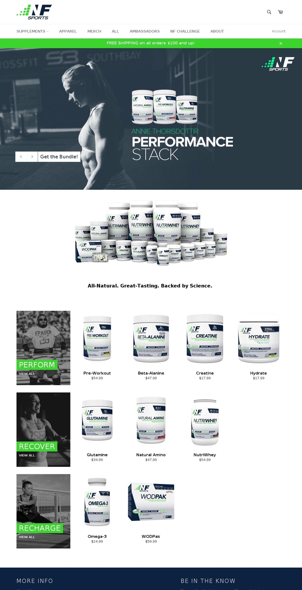 nfsports.com shopify website screenshot