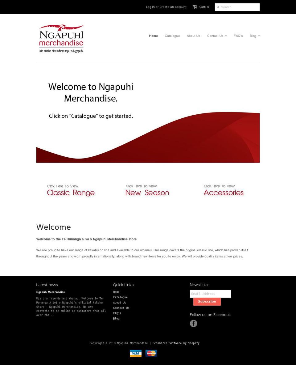 ngapuhimerchandise.com shopify website screenshot