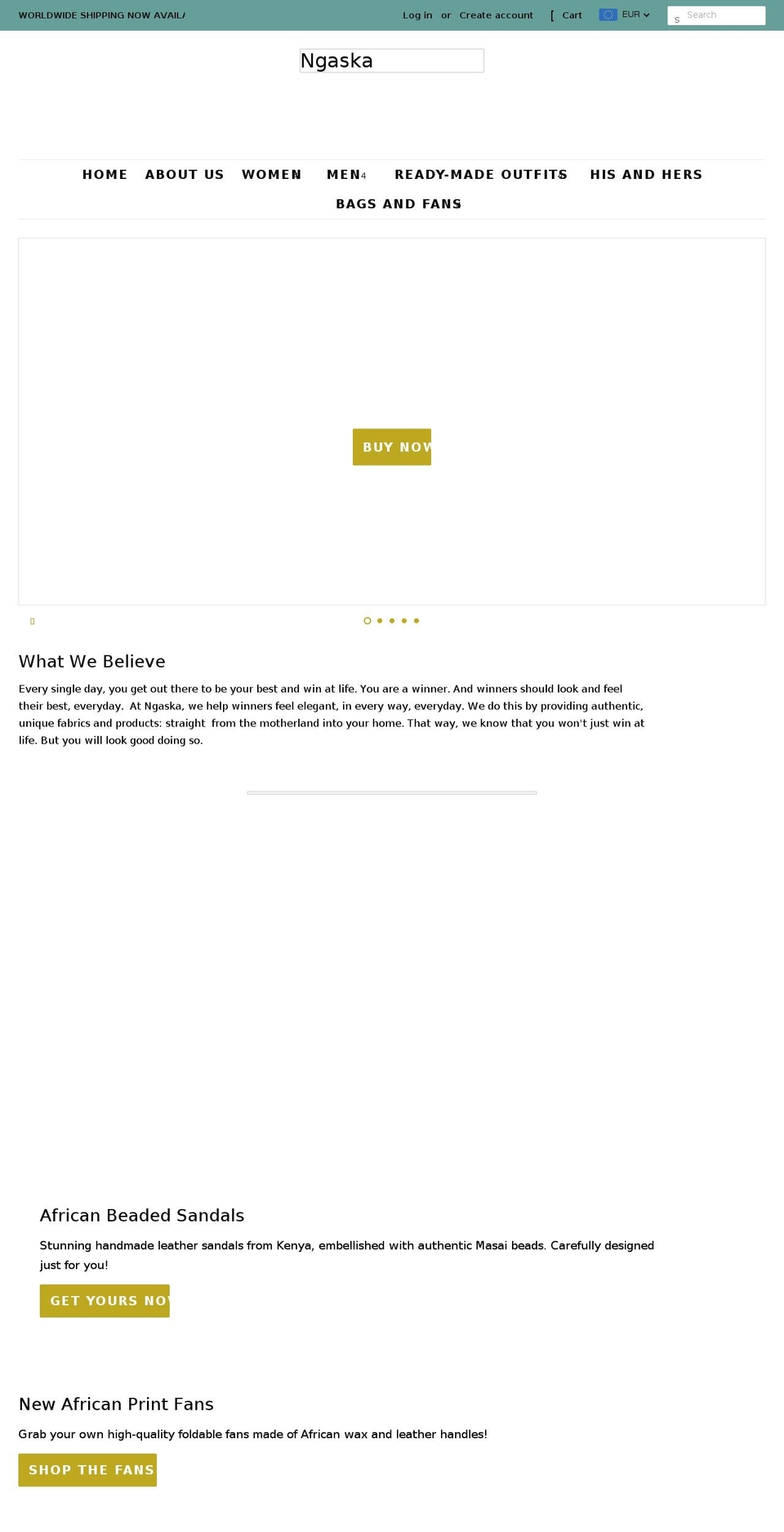 ngaska.com shopify website screenshot