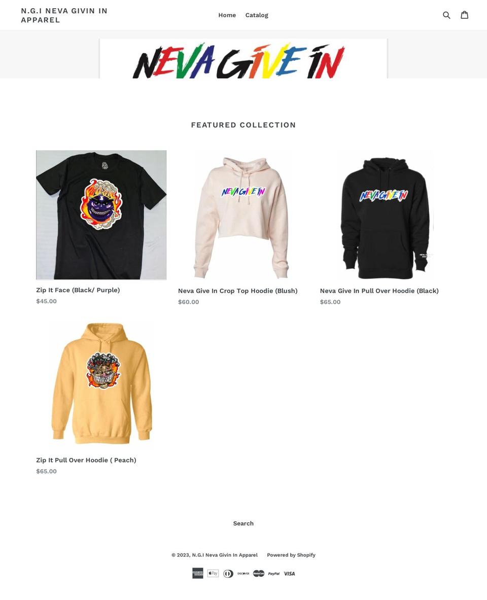 ngiapparel.com shopify website screenshot
