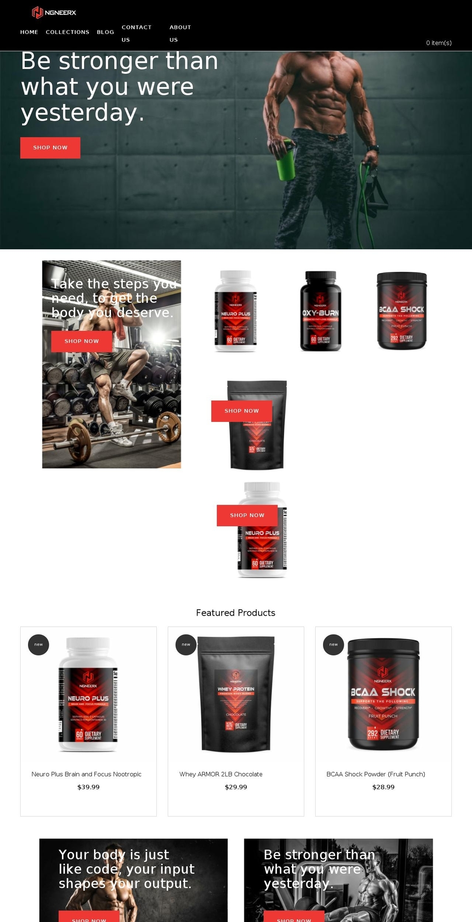 ngneerx.fitness shopify website screenshot