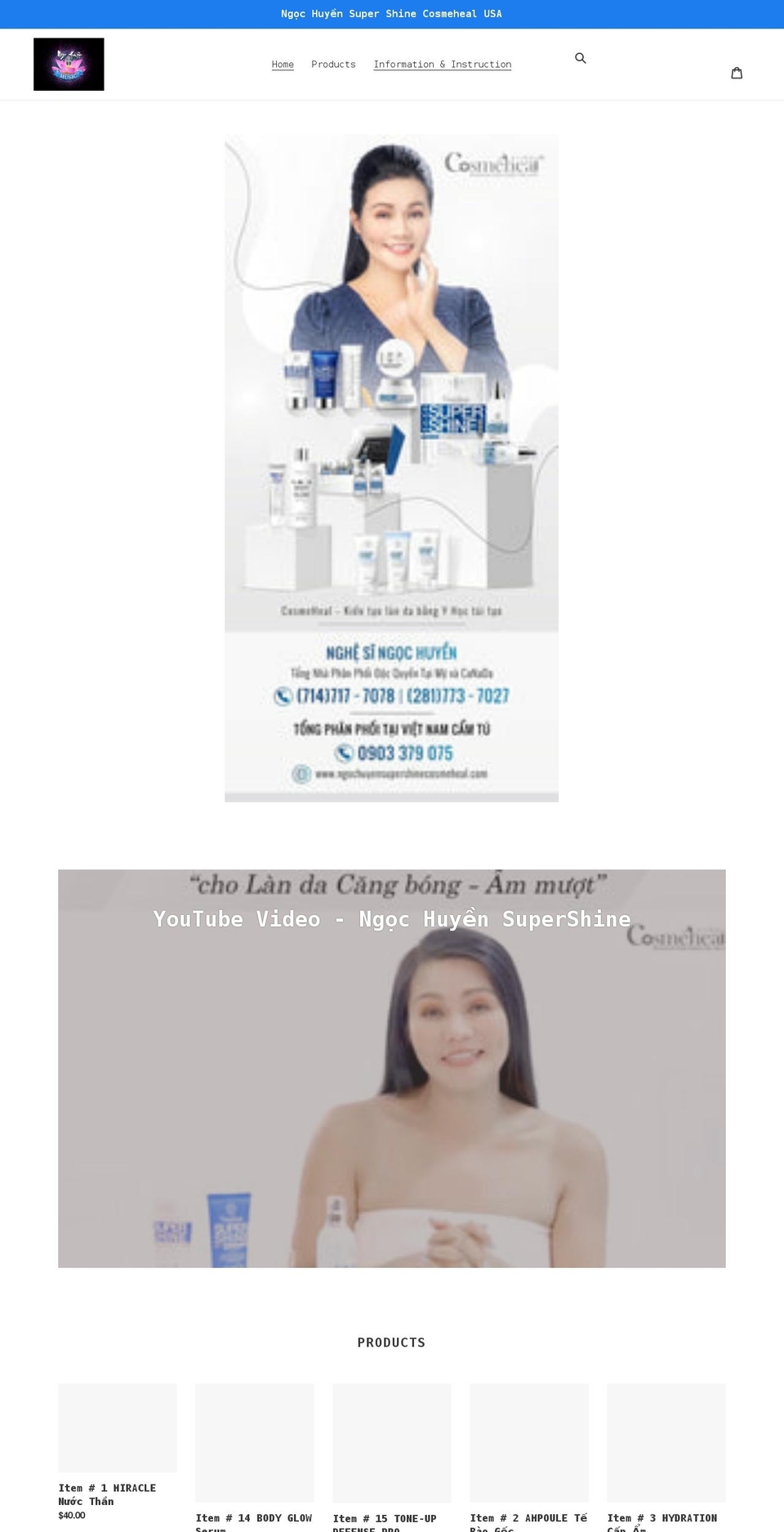 ngochuyensupershinecosmeheal.com shopify website screenshot