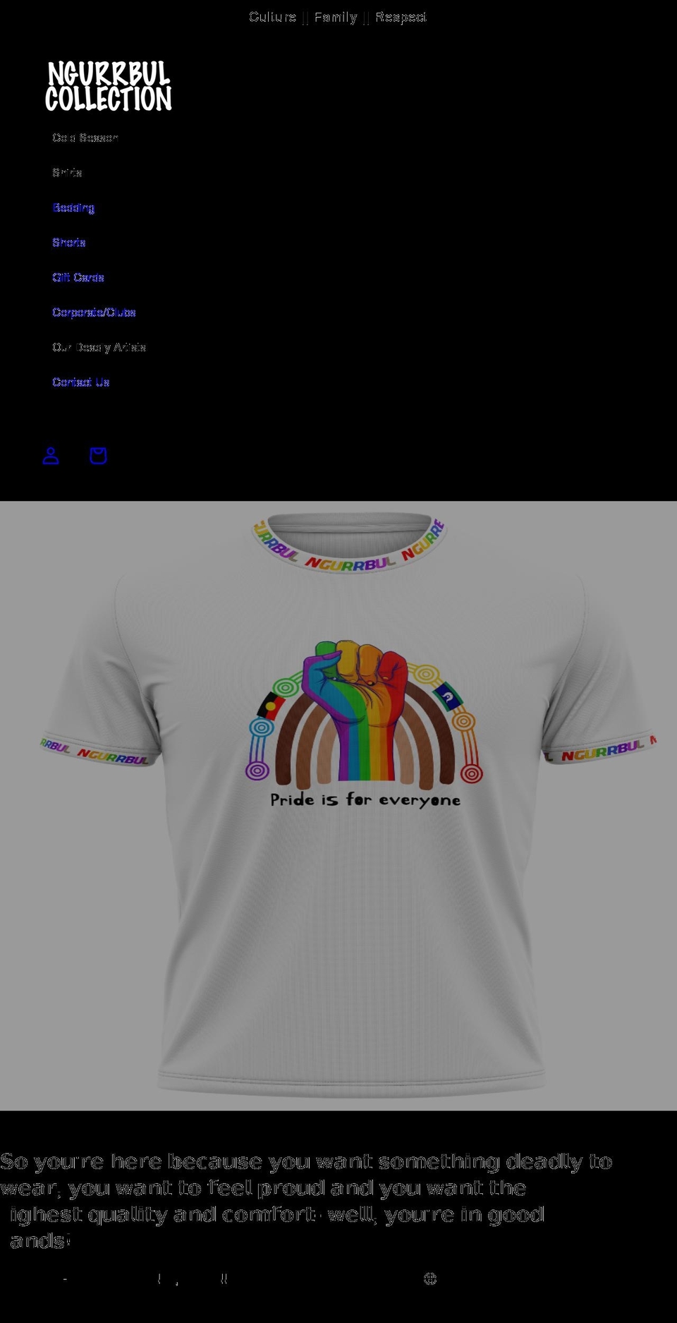 ngurrbulbaadhinclothing.com.au shopify website screenshot