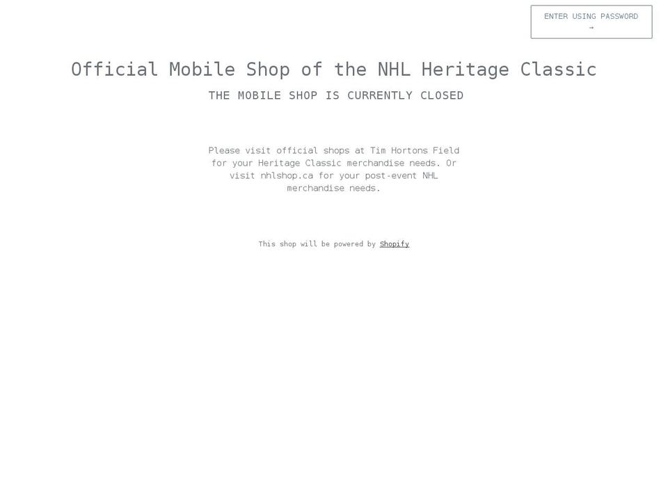 nhlheritageclassicmobileshop.com shopify website screenshot