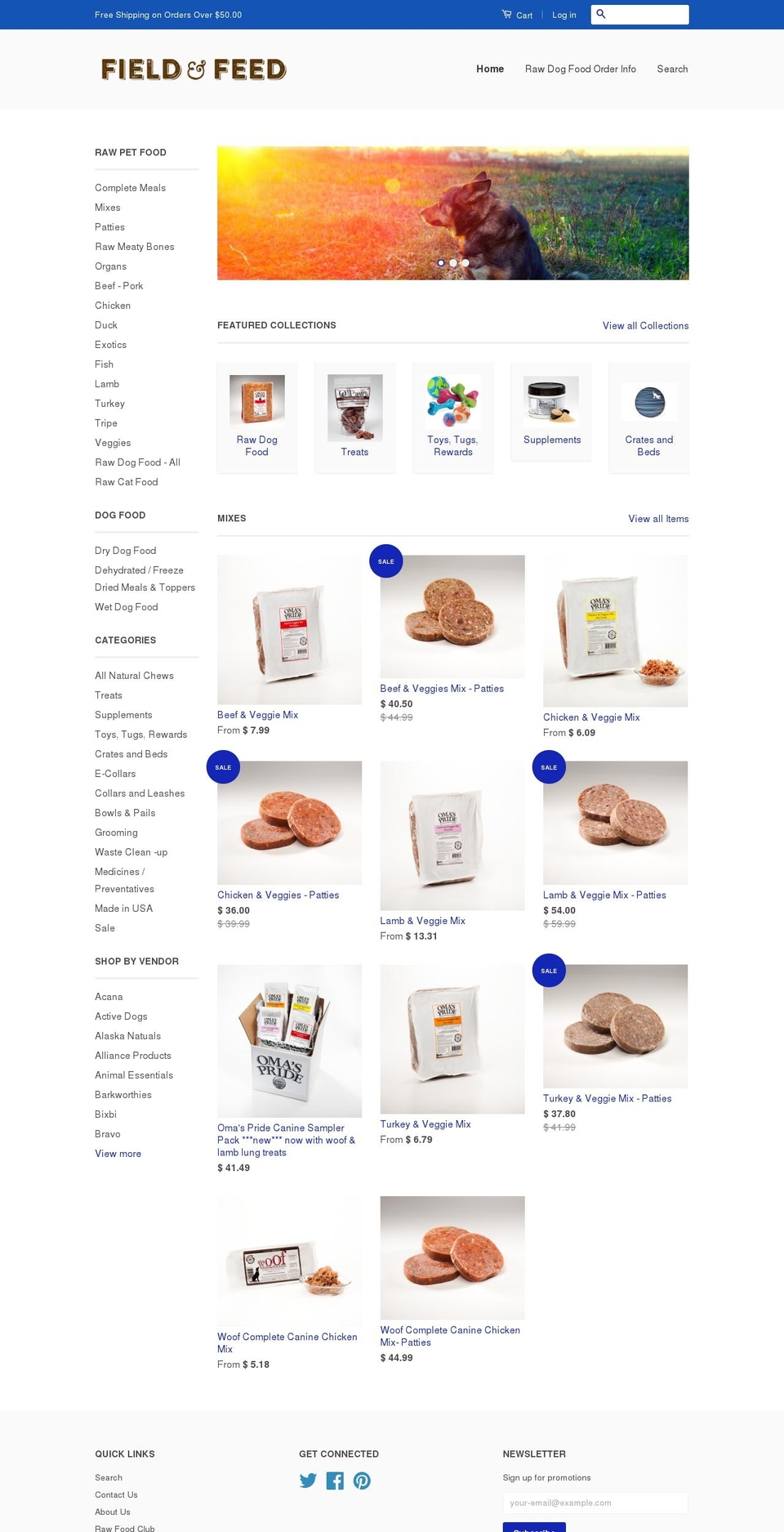 nhrawpetfood.com shopify website screenshot