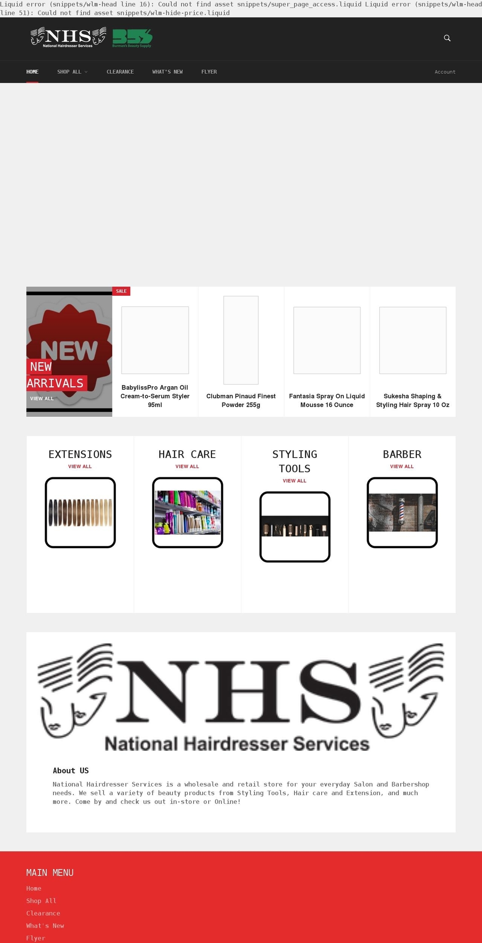 nhshair.com shopify website screenshot