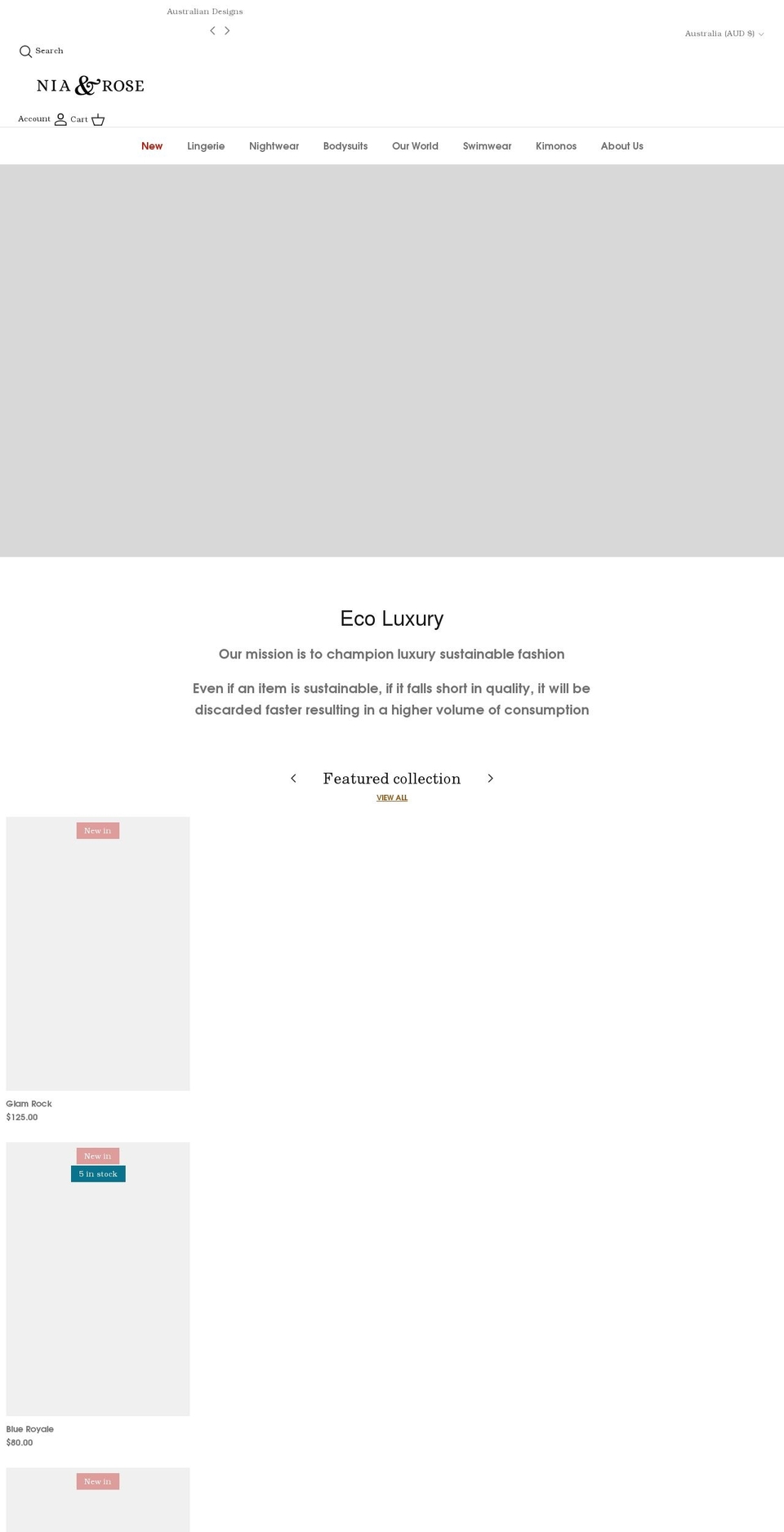 niaandrose.com shopify website screenshot