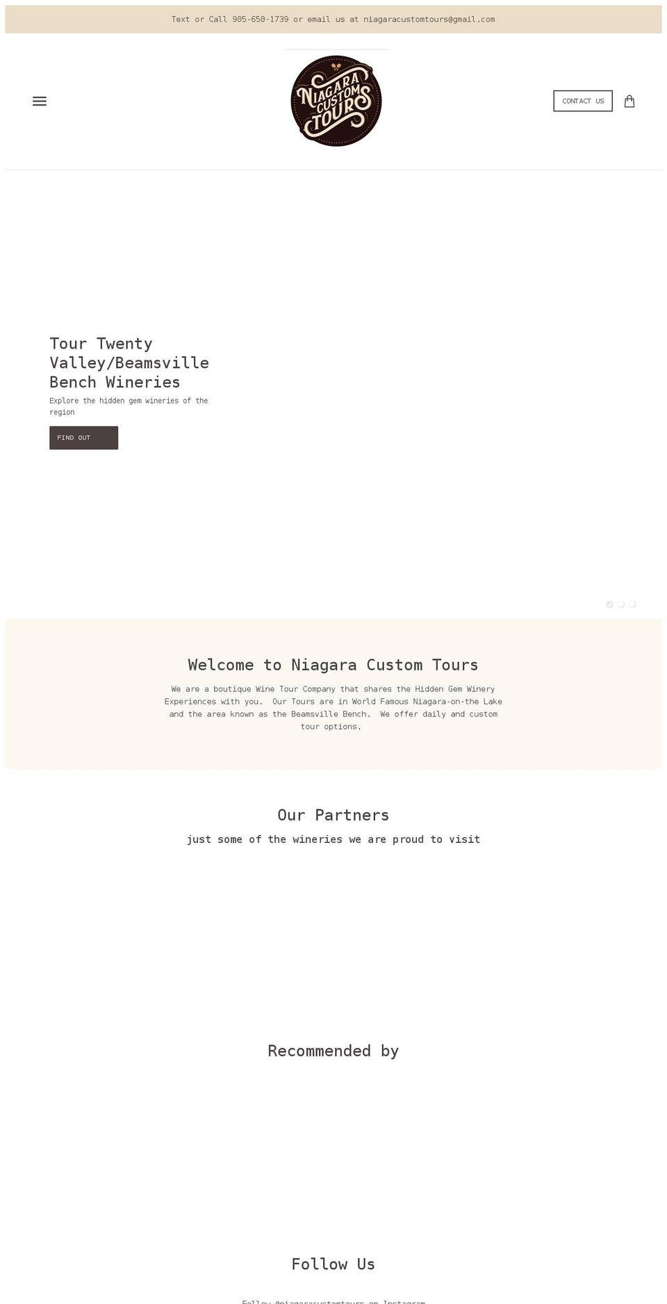 niagaracustomtours.ca shopify website screenshot