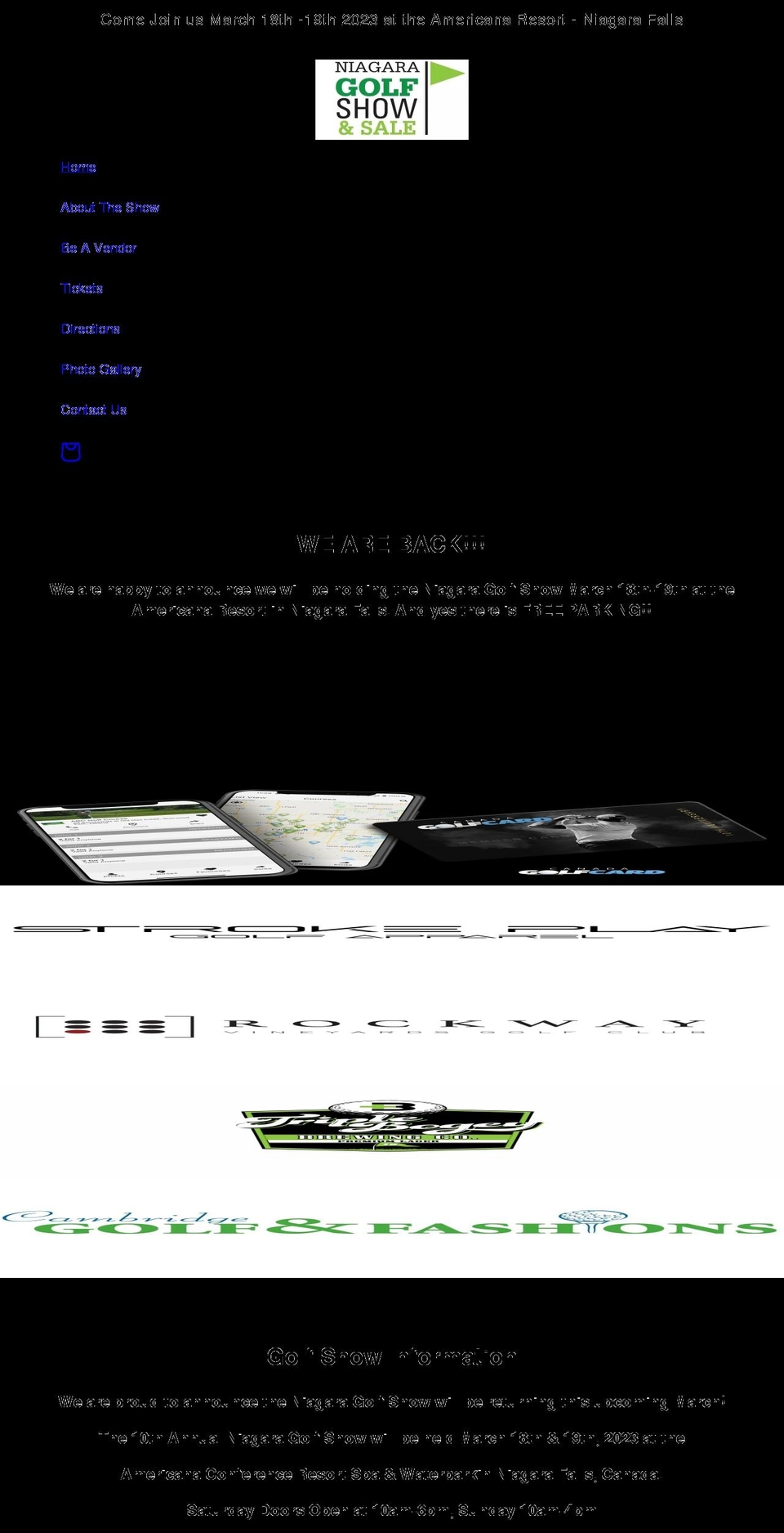 niagaragolfshow.com shopify website screenshot