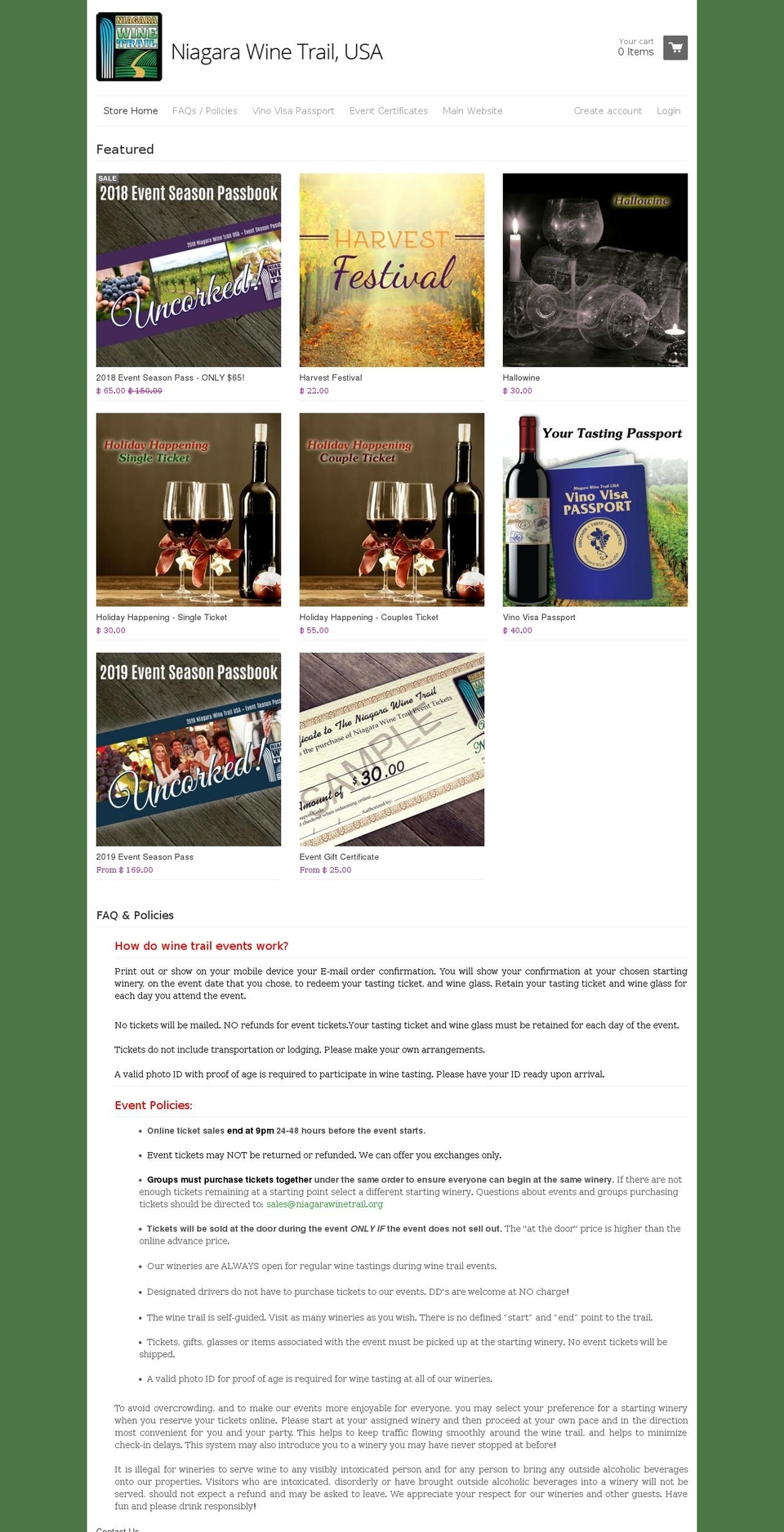 niagaratrail.com — Shopify storefront screenshot