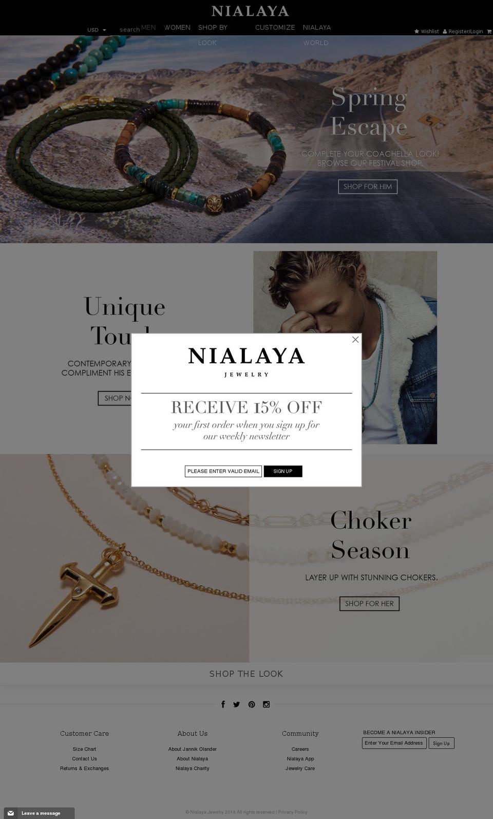 nialaya.com shopify website screenshot