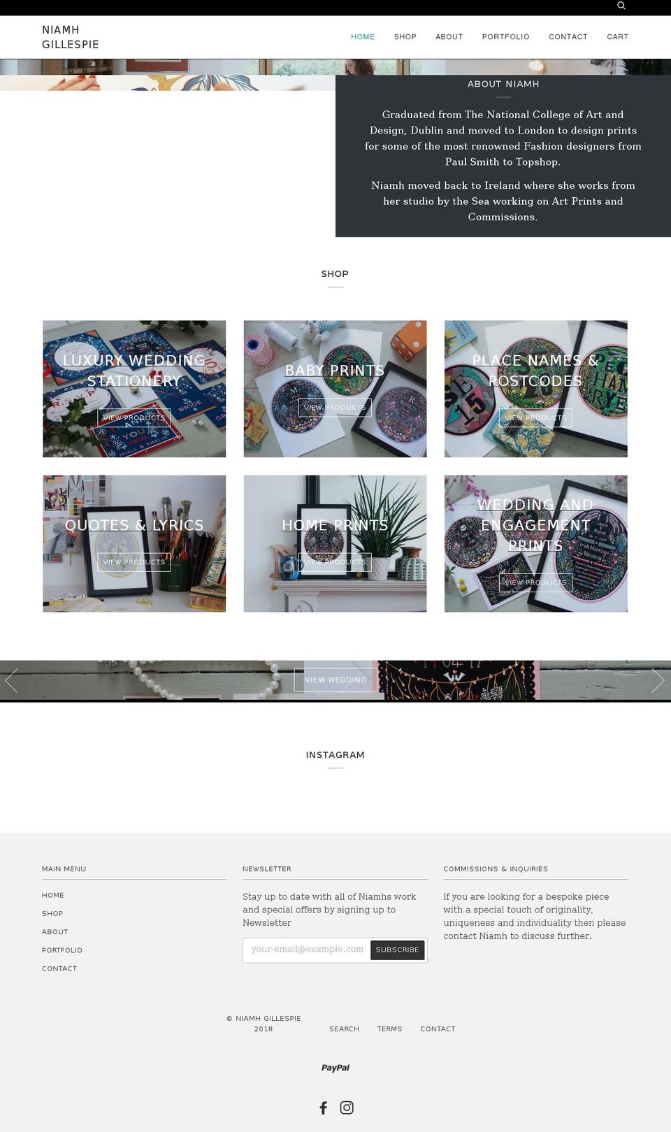 niamhgillespiedesign.com — Shopify storefront screenshot