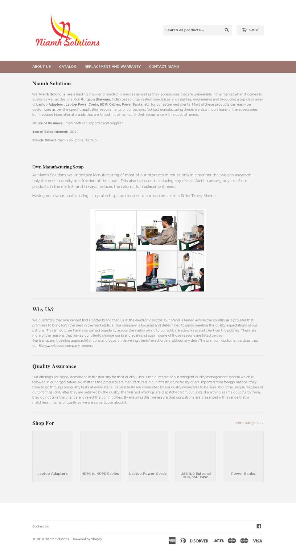 niamhsolutions.com — Shopify storefront screenshot