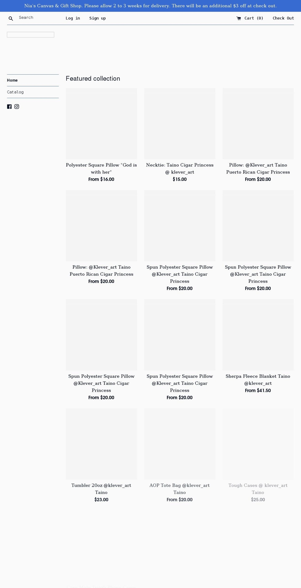niascanvas.com shopify website screenshot