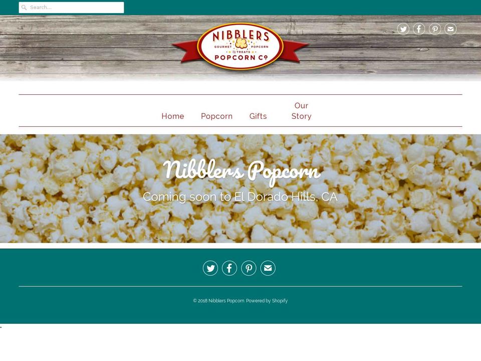 nibblerspopcorn.com shopify website screenshot