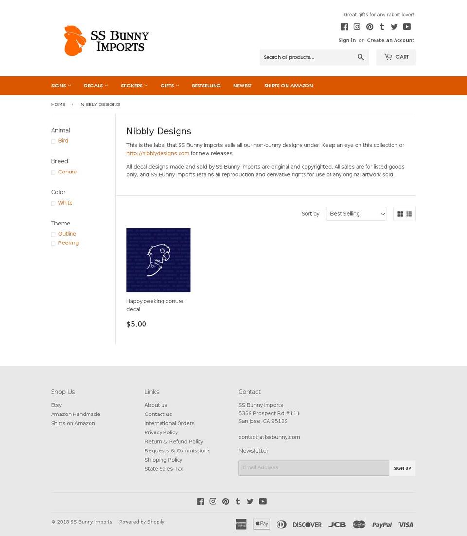 nibblydesigns.com — Shopify storefront screenshot