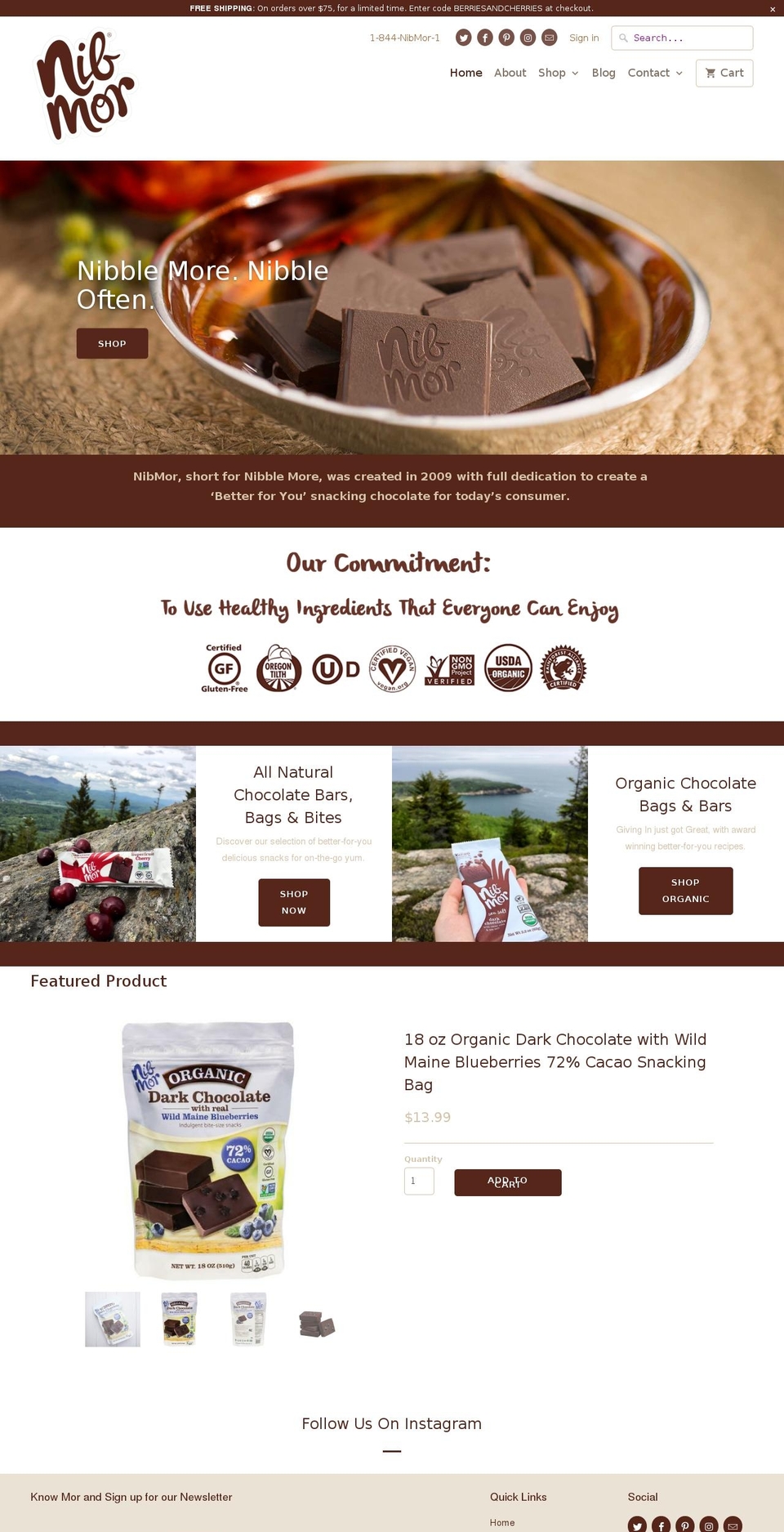 nibmorchocolate.com — Shopify storefront screenshot