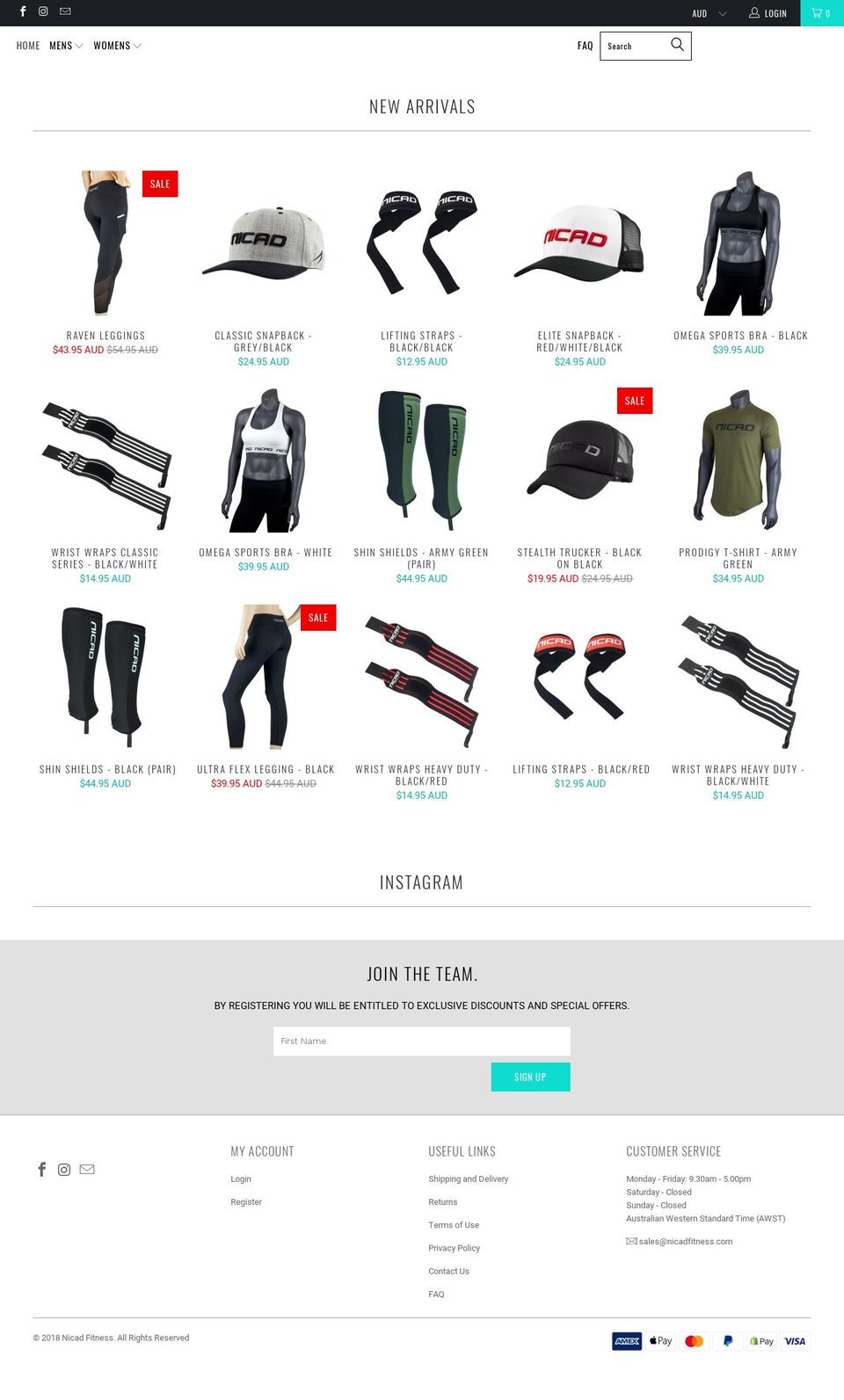 nicadfitness.com — Shopify storefront screenshot