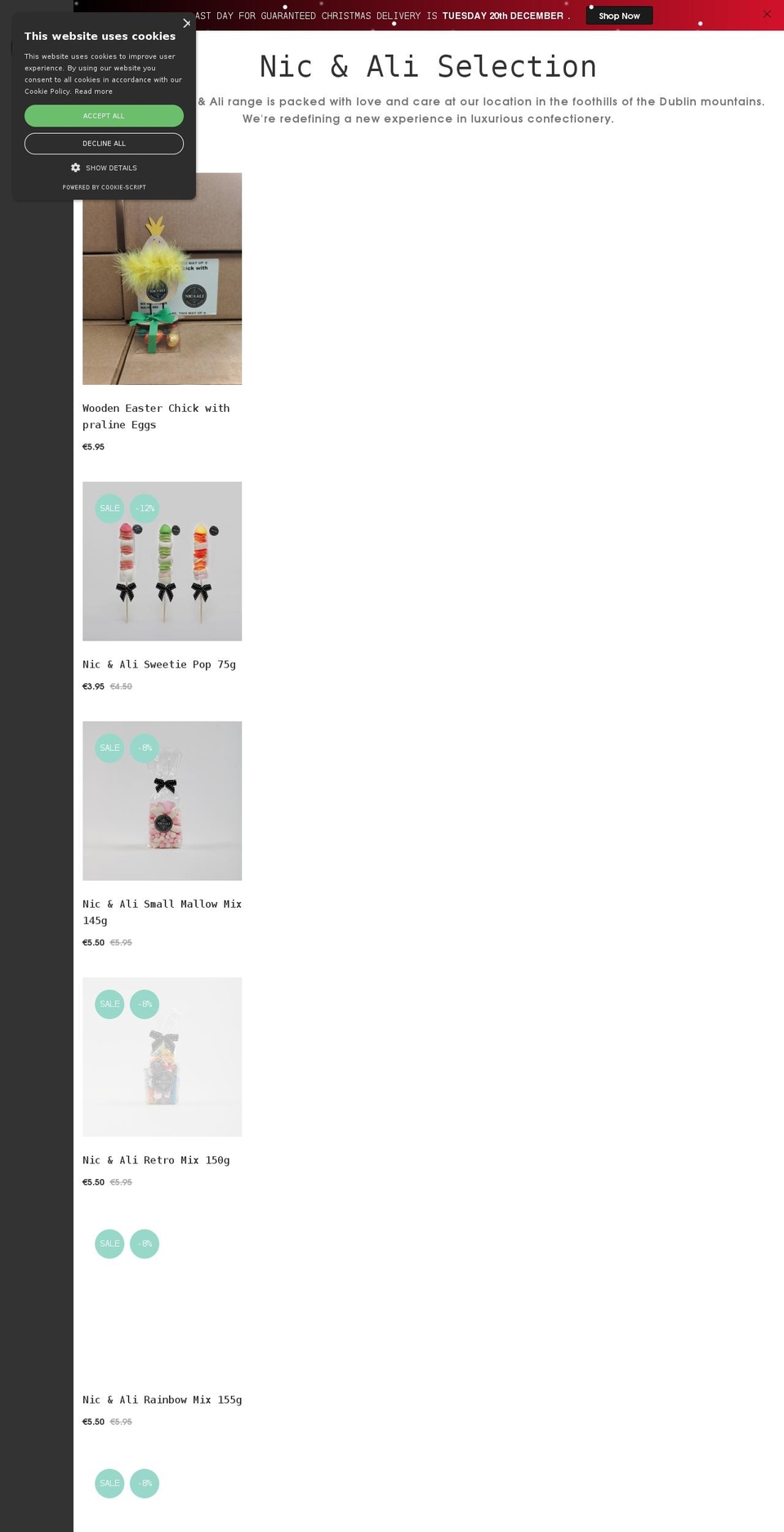 nicandali.ie shopify website screenshot