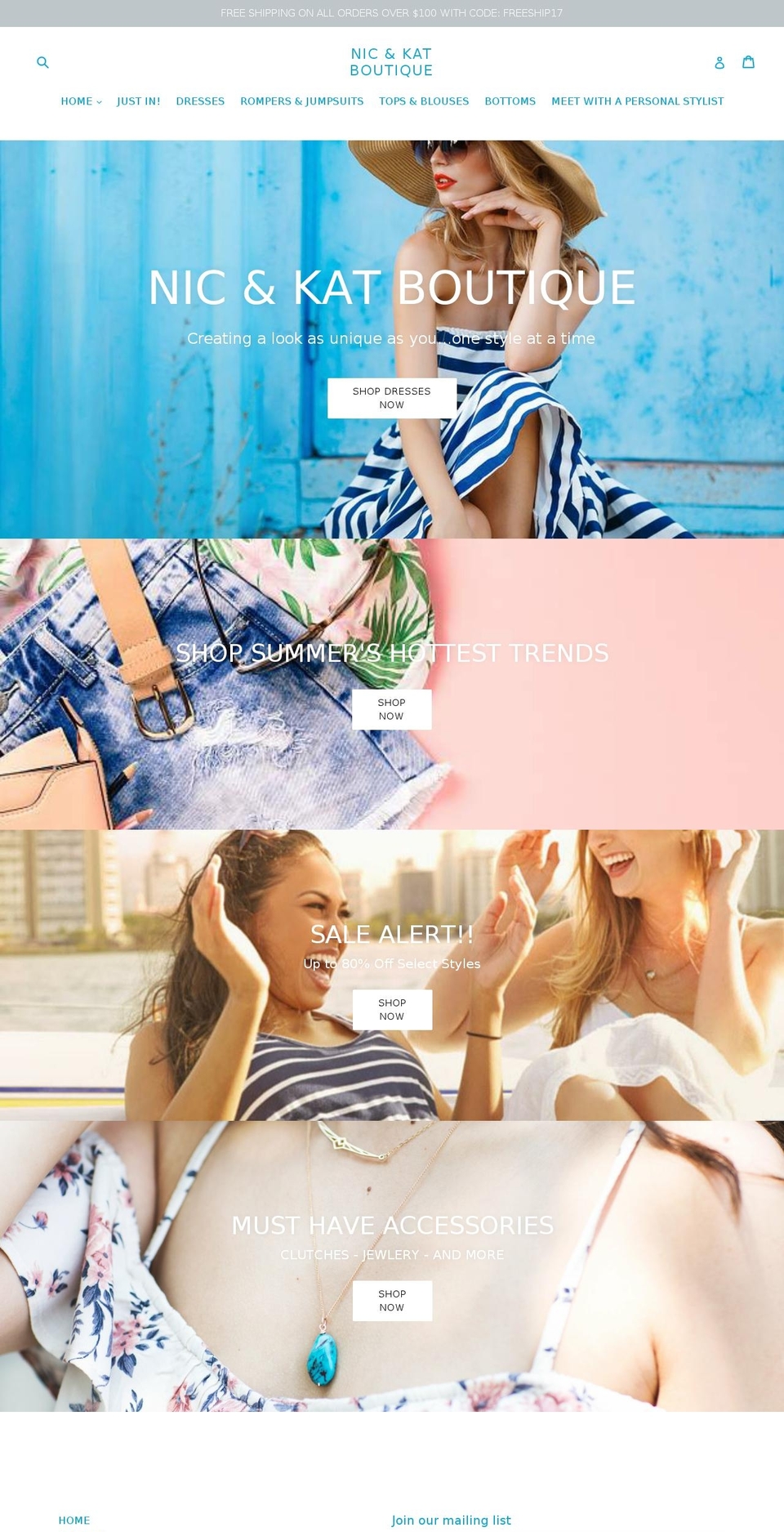 nicandkat.com — Shopify storefront screenshot