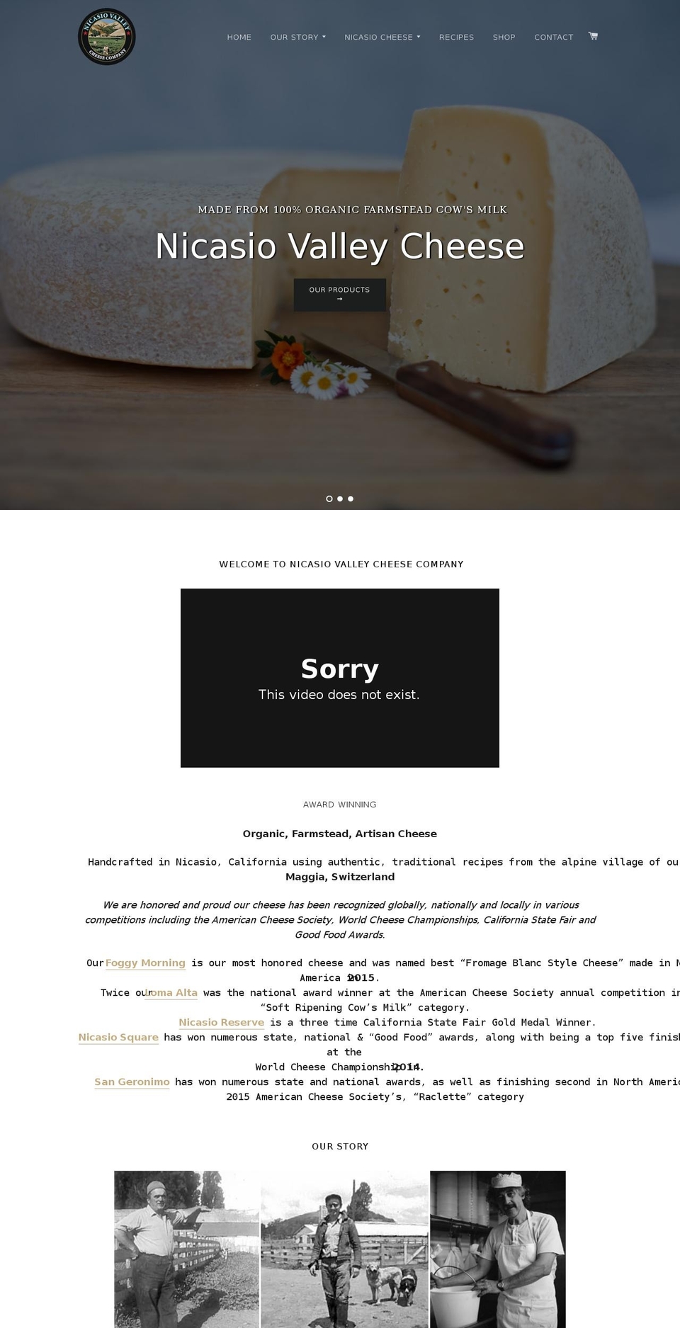 nicasiocheese.com shopify website screenshot
