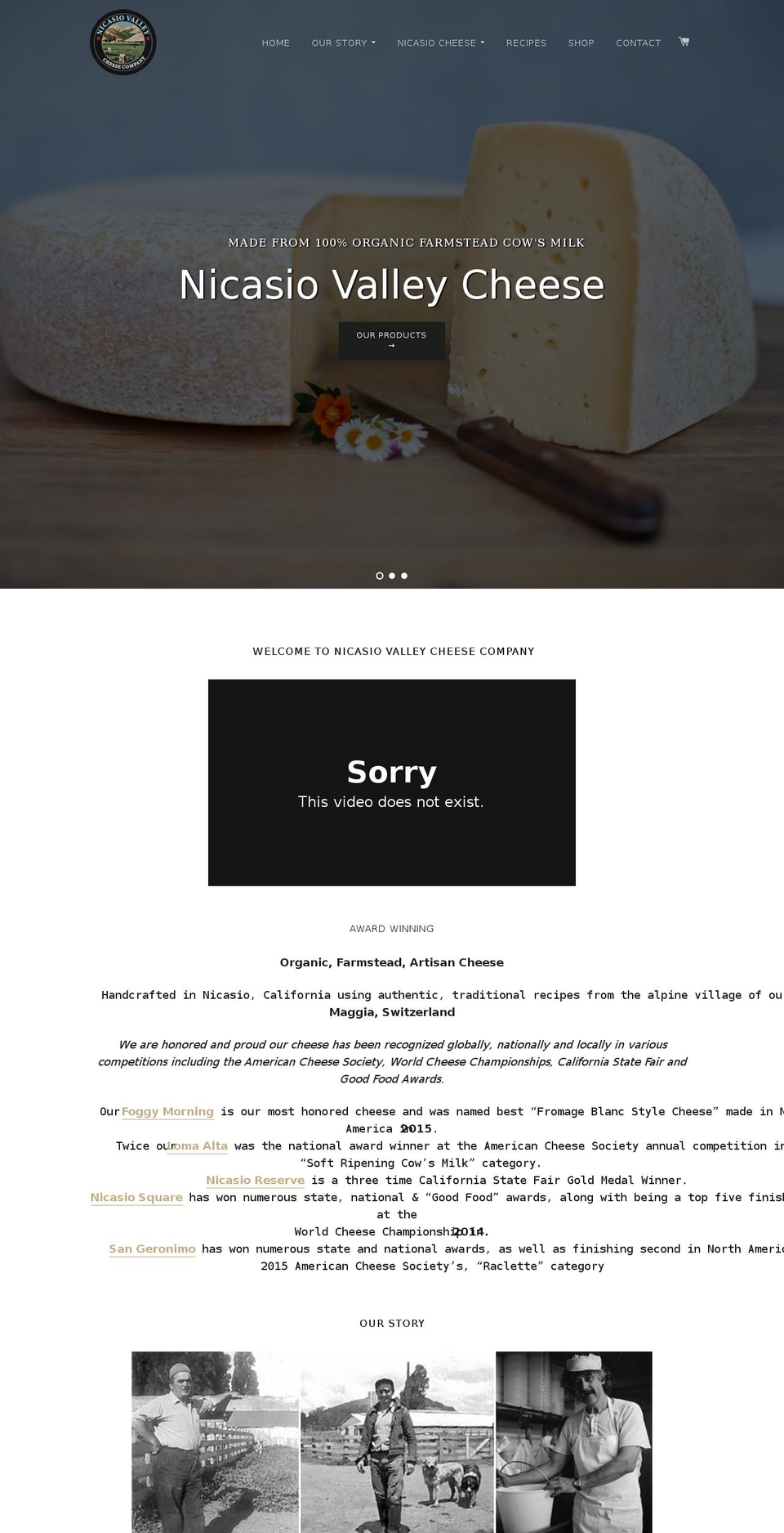 nicasiovalleycheese.com shopify website screenshot