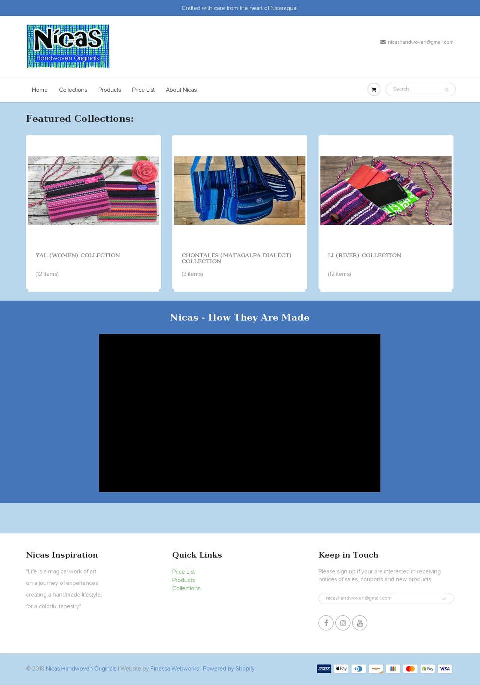 nicaswovenaccessories.com — Shopify storefront screenshot