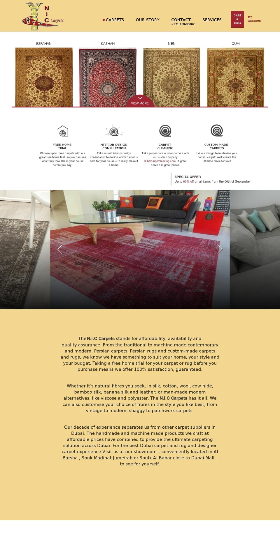 niccarpets.com shopify website screenshot