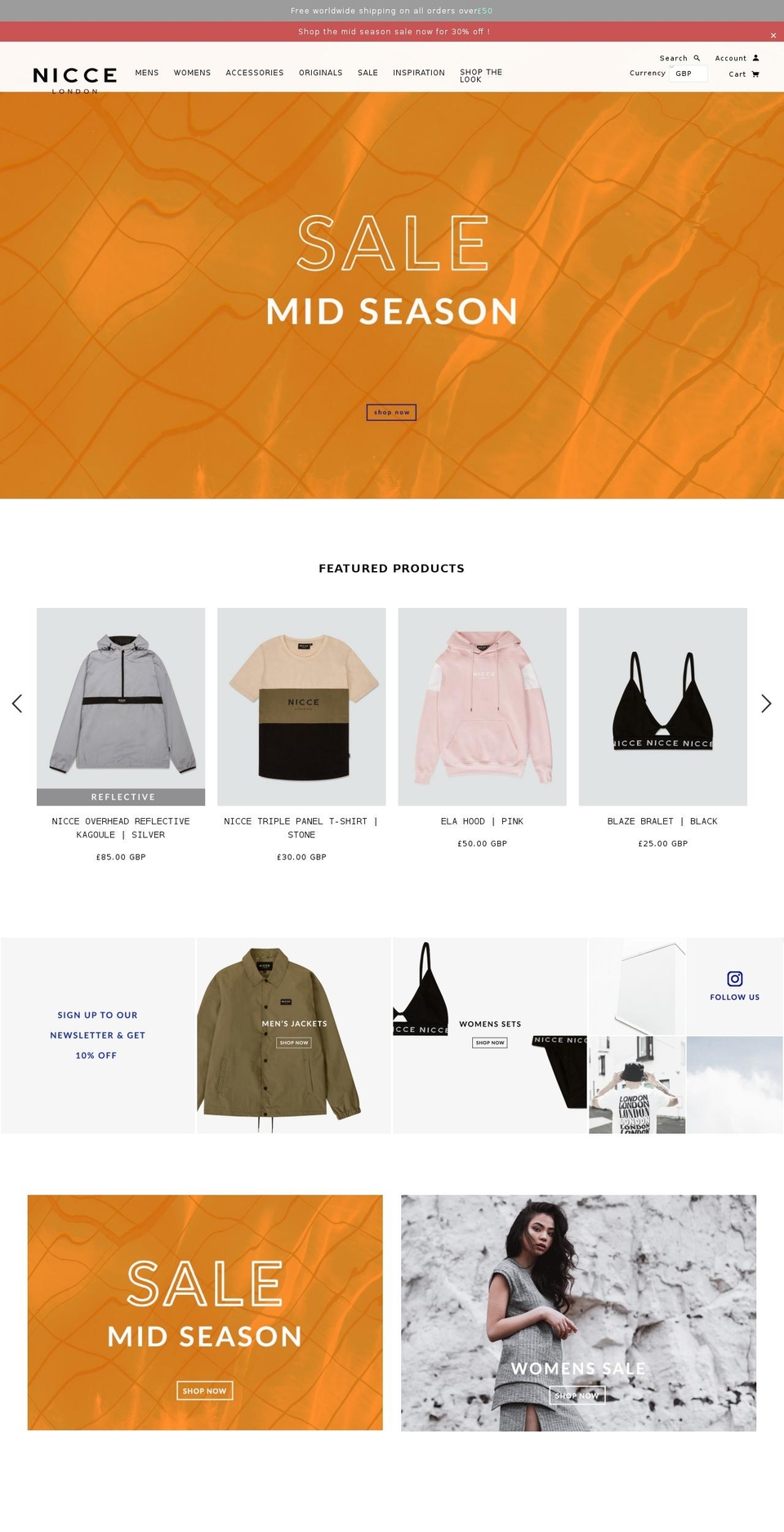 Symmetry Shopify theme site example nicceclothing.com