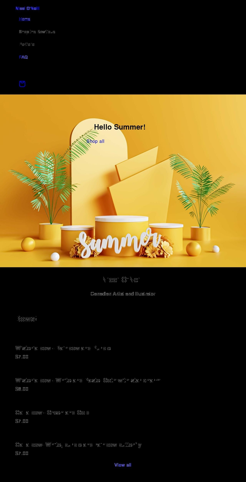 niccioneill.com shopify website screenshot