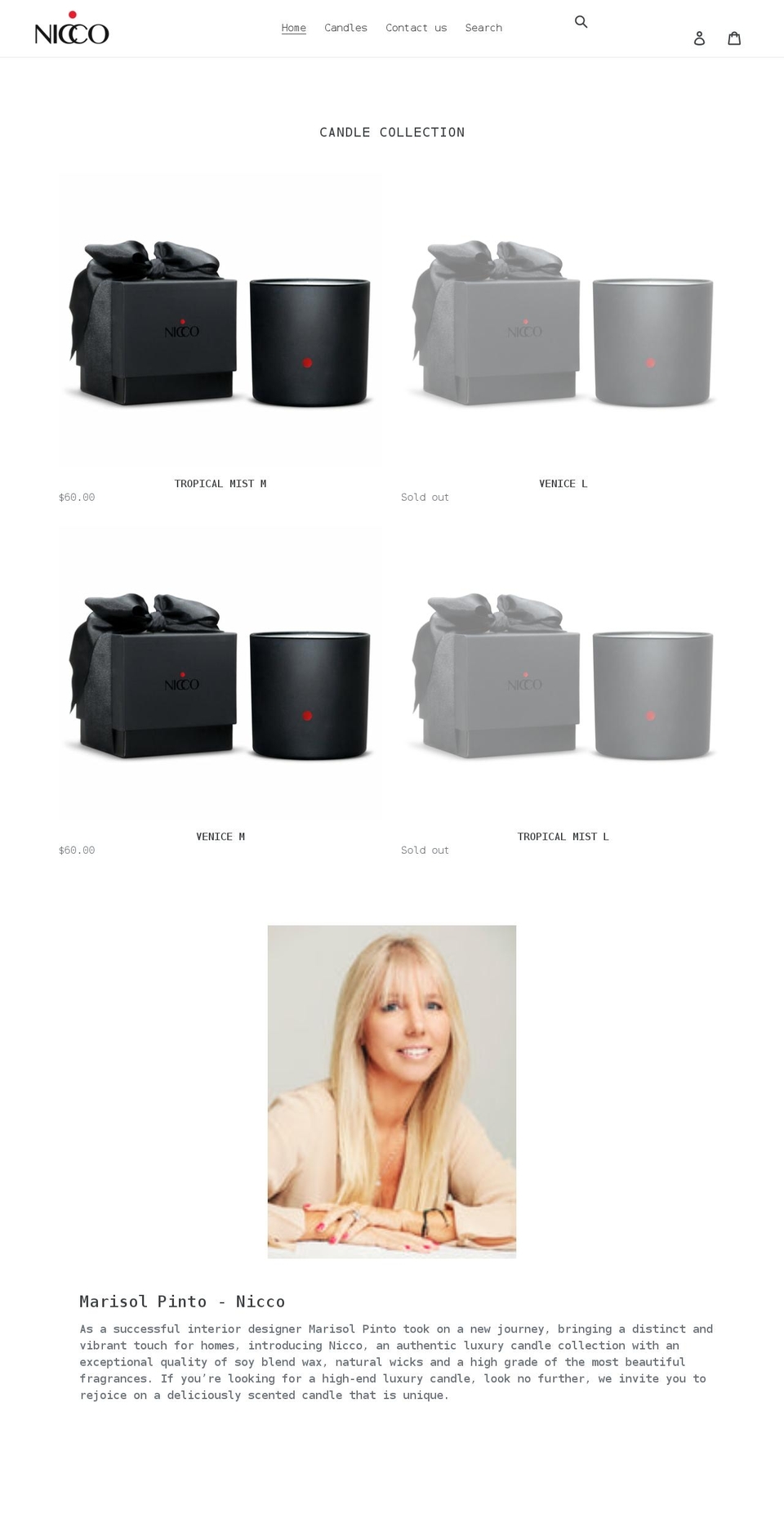nicco-interiors.com shopify website screenshot
