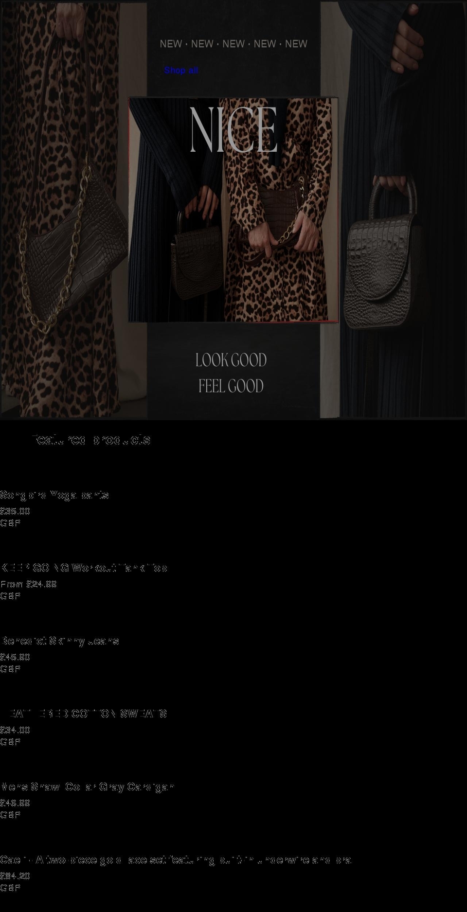 nice-clothing.com shopify website screenshot