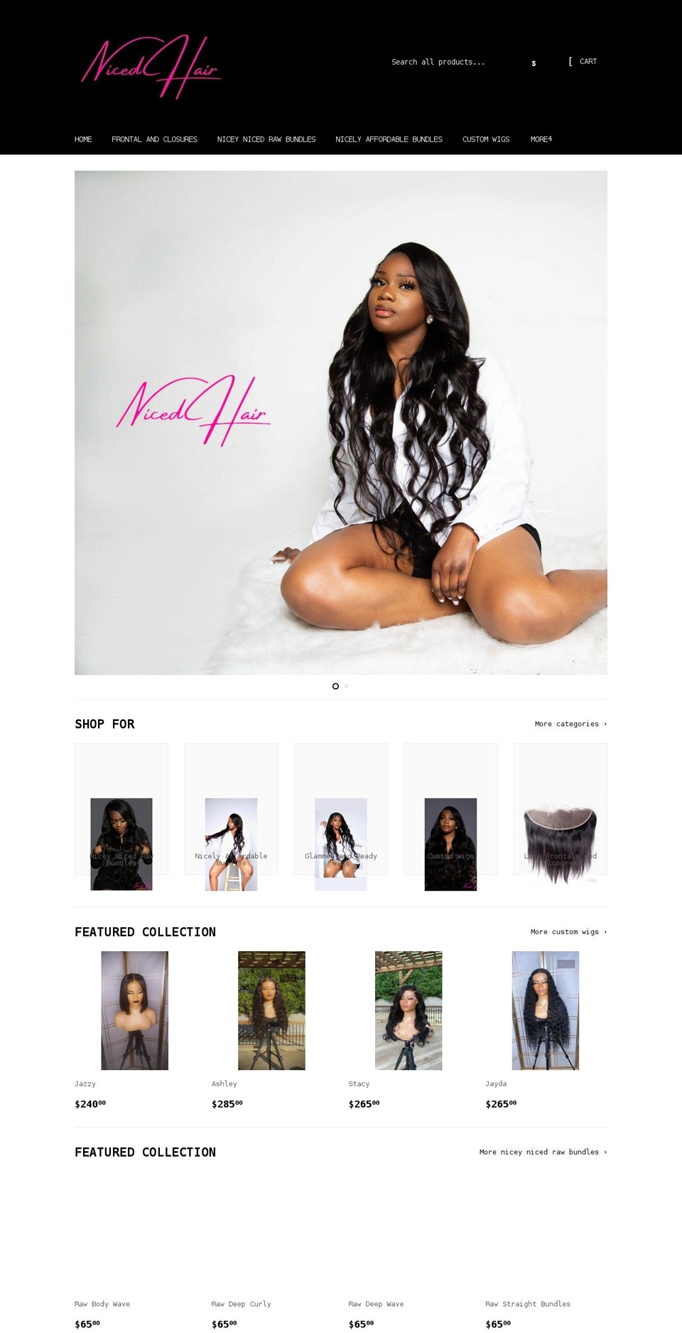 nicedhair.com shopify website screenshot