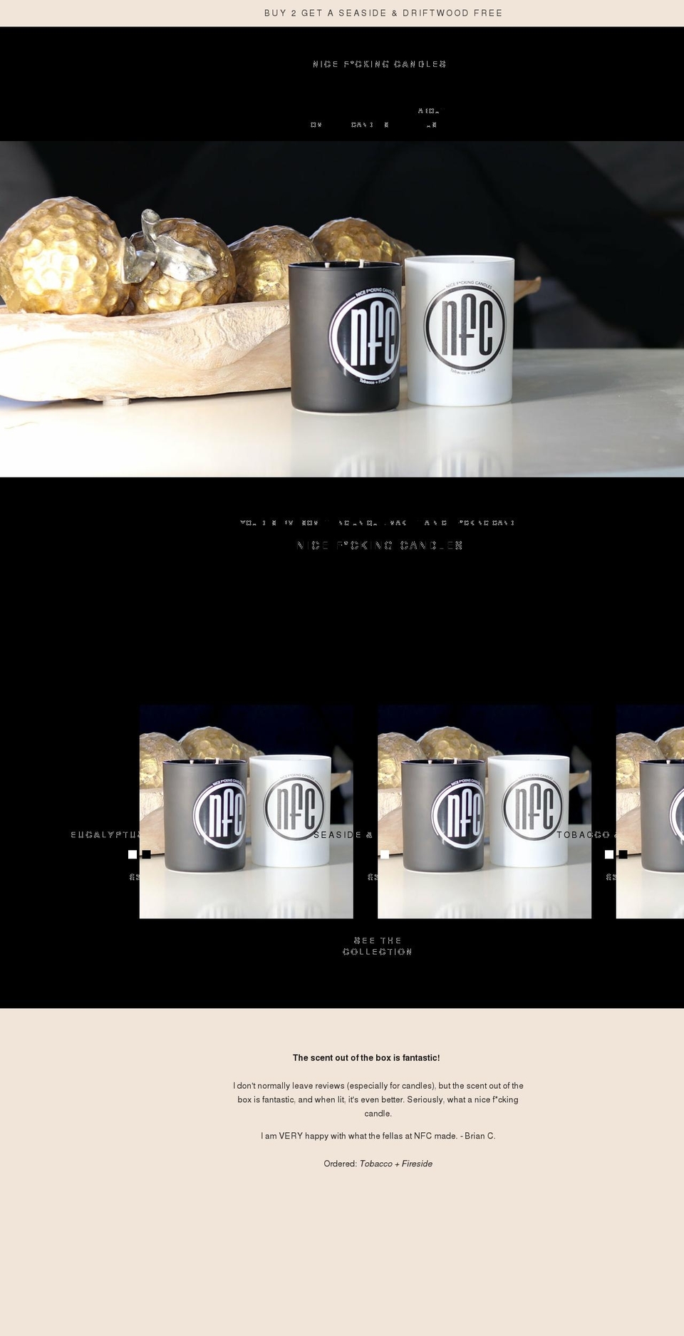 nicefuckingcandles.com shopify website screenshot