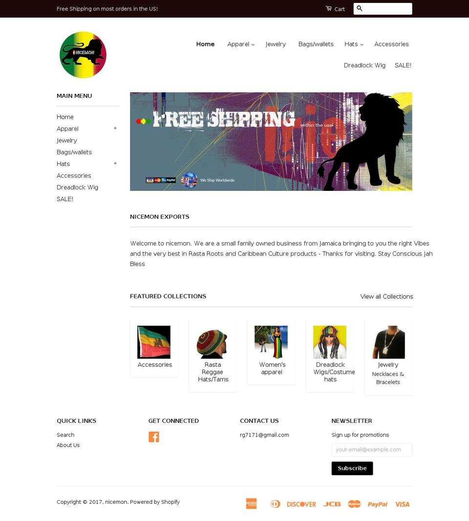 classic Shopify theme site example nicemon.net