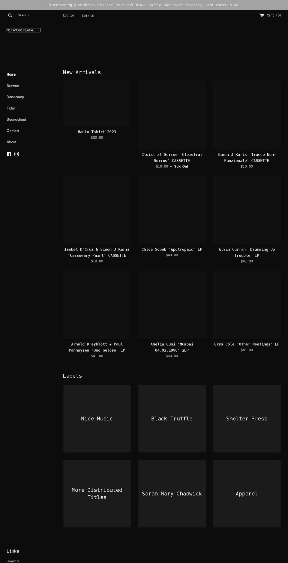 nicemusiclabel.com shopify website screenshot