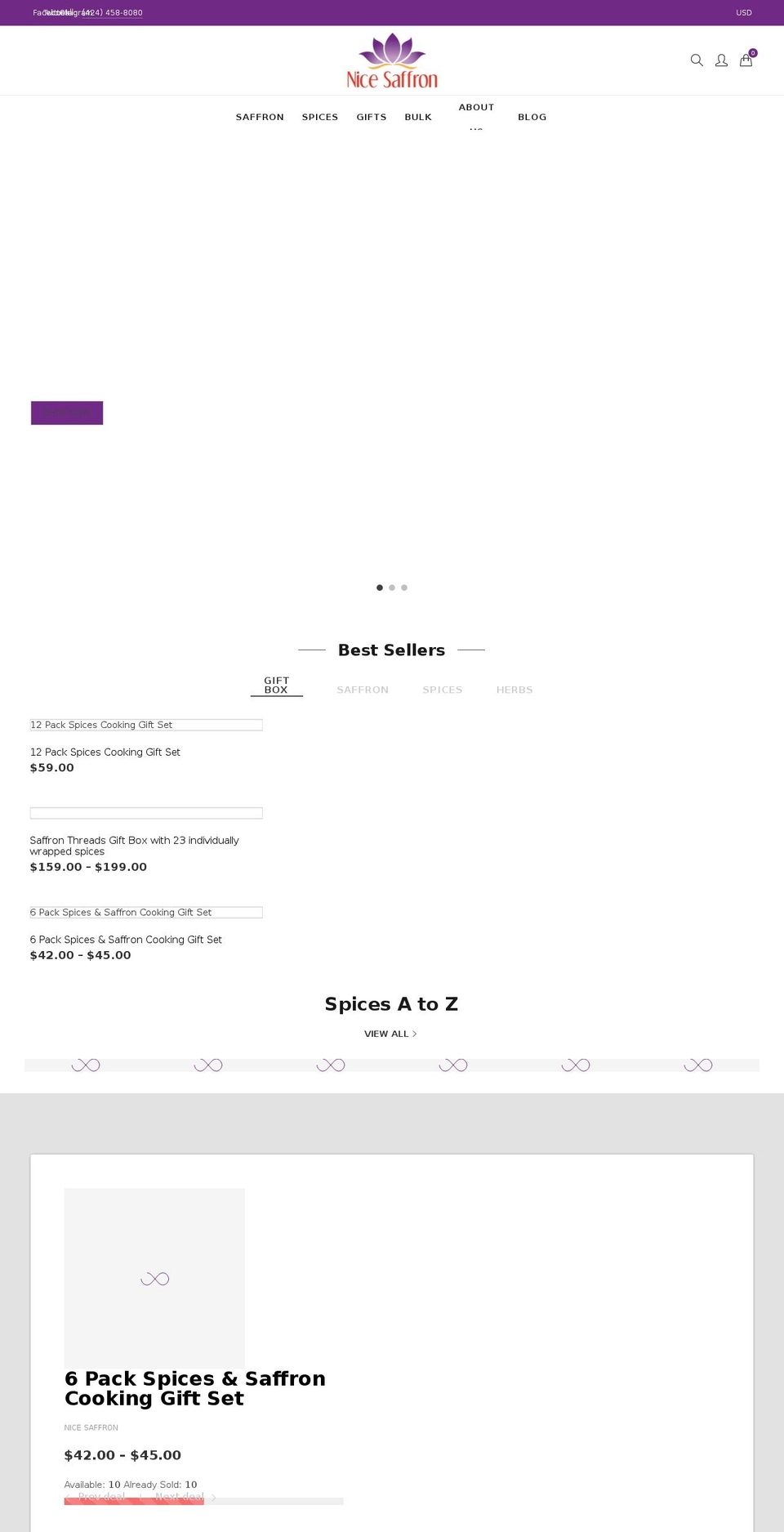 nicesaffron.com — Shopify storefront screenshot