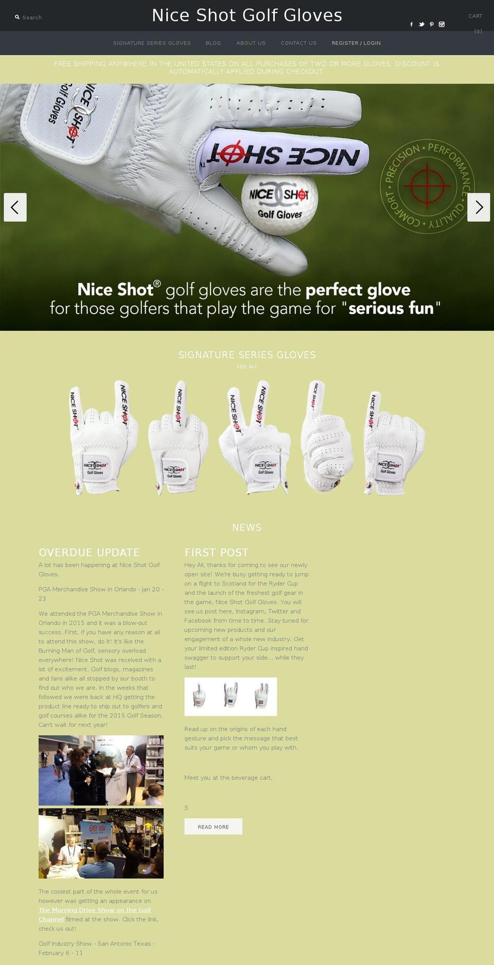 niceshotgloves.com — Shopify storefront screenshot
