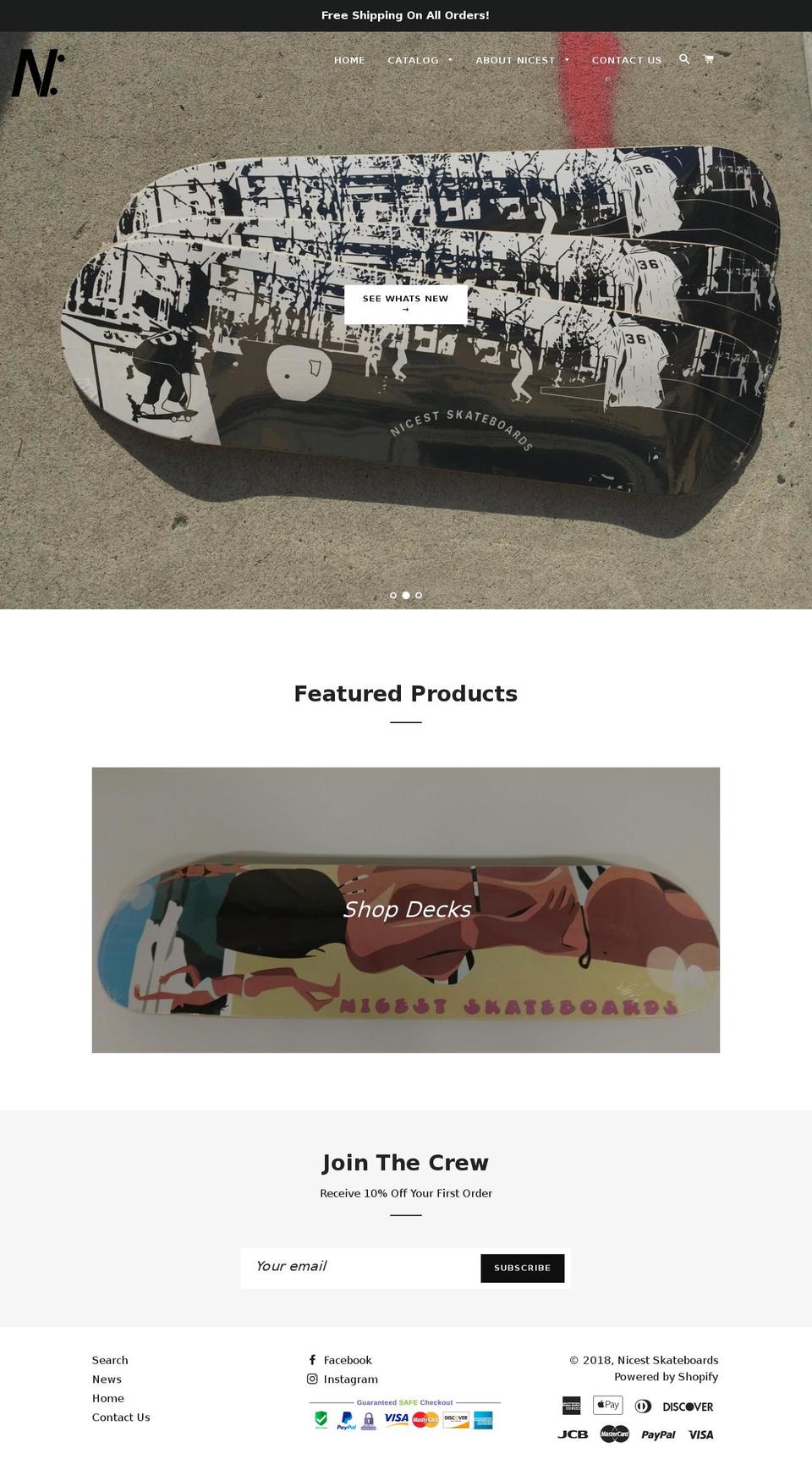 nicestskate.com shopify website screenshot