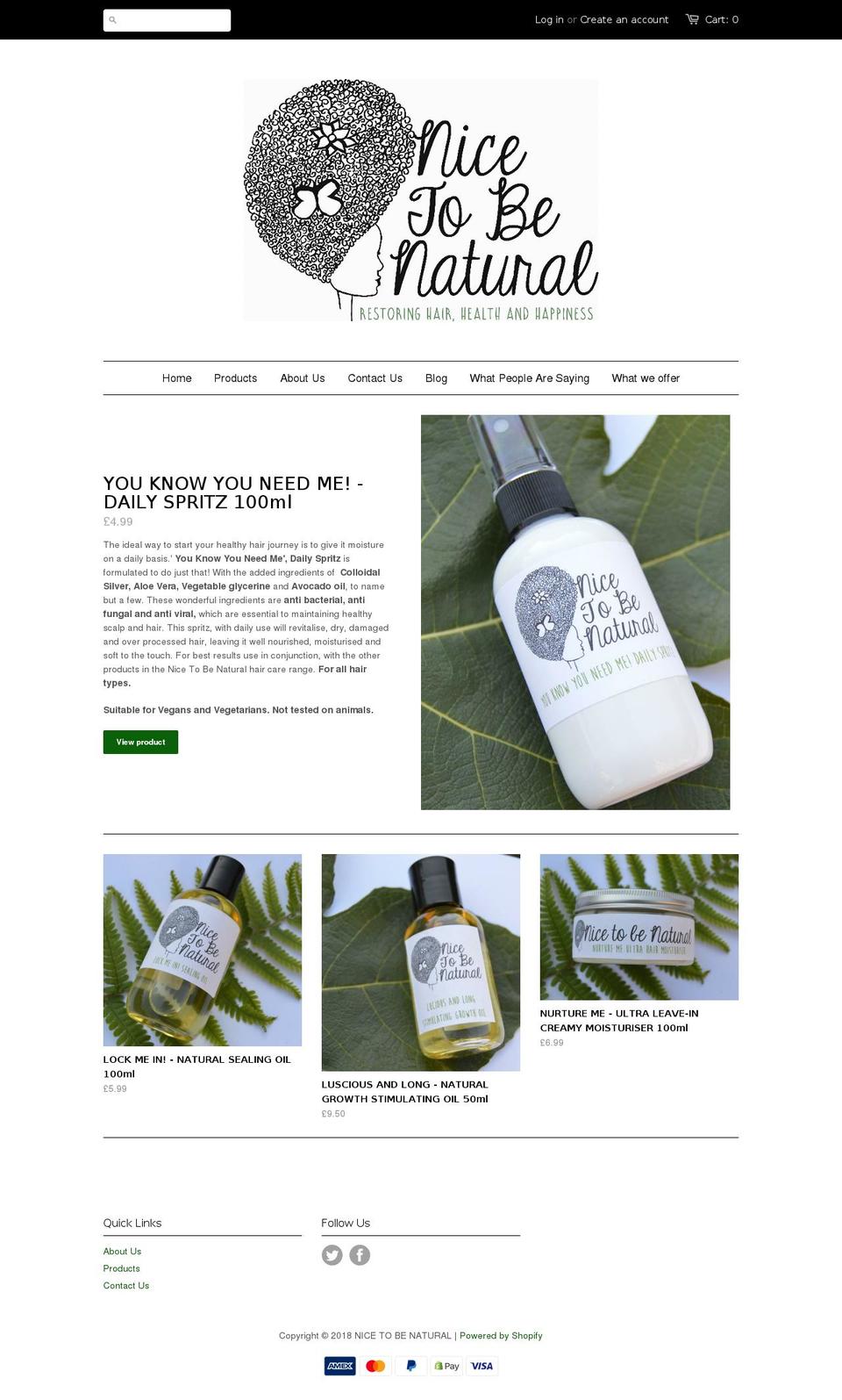 nicetobenatural.com — Shopify storefront screenshot
