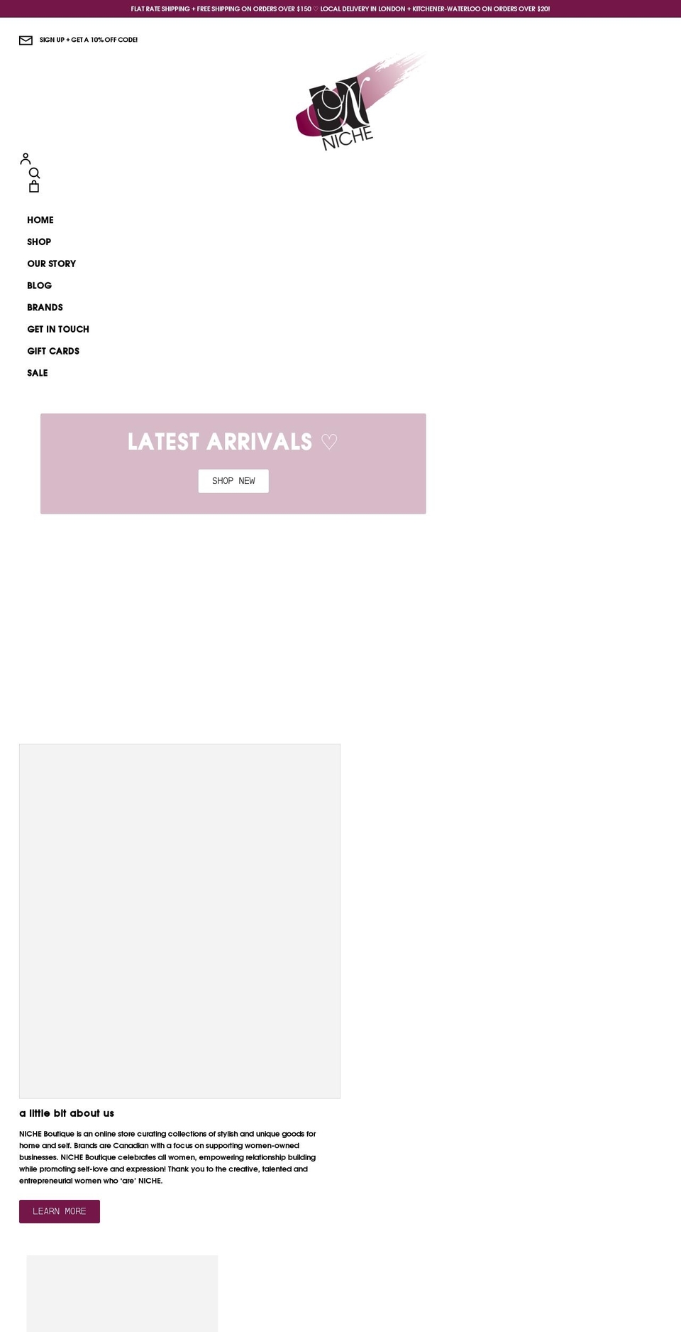 nicheboutique.ca shopify website screenshot