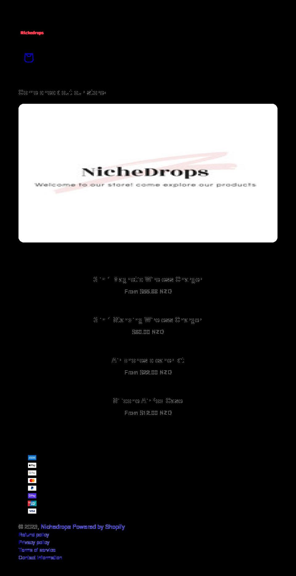 nichedrops.com shopify website screenshot