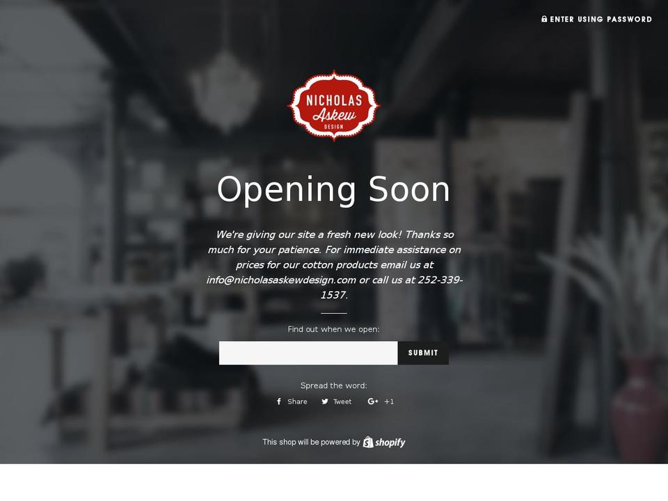 nicholasaskewdesign.com shopify website screenshot