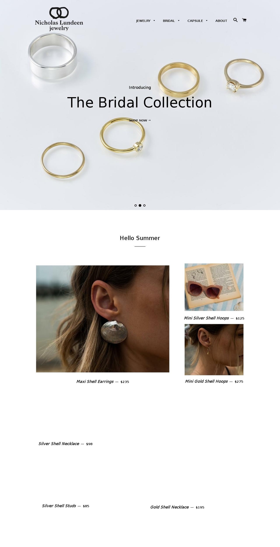 nicholaslundeen.com — Shopify storefront screenshot